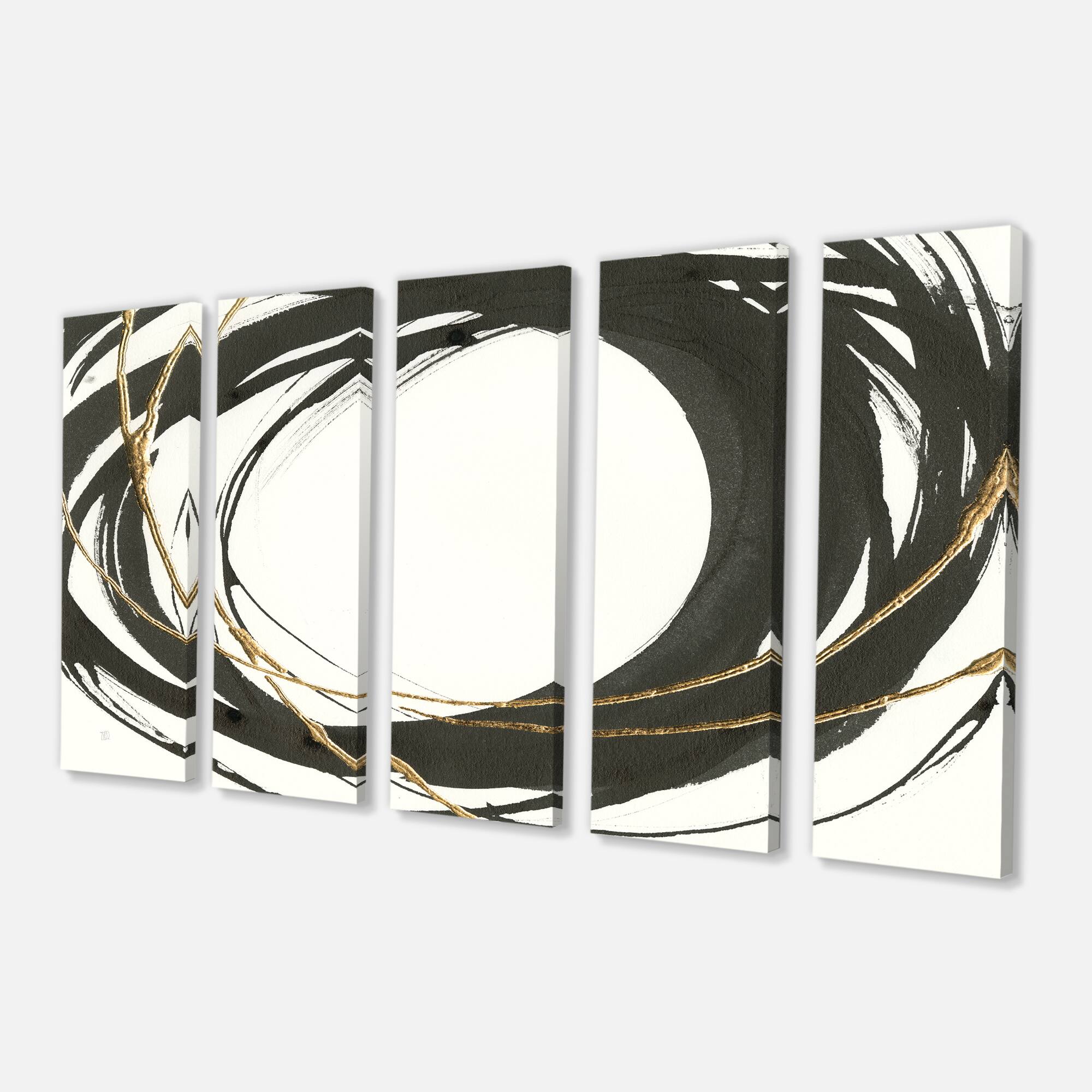 Designart - Gold Glamour Circle II - Posh & Luxe Premium Canvas Wall Art