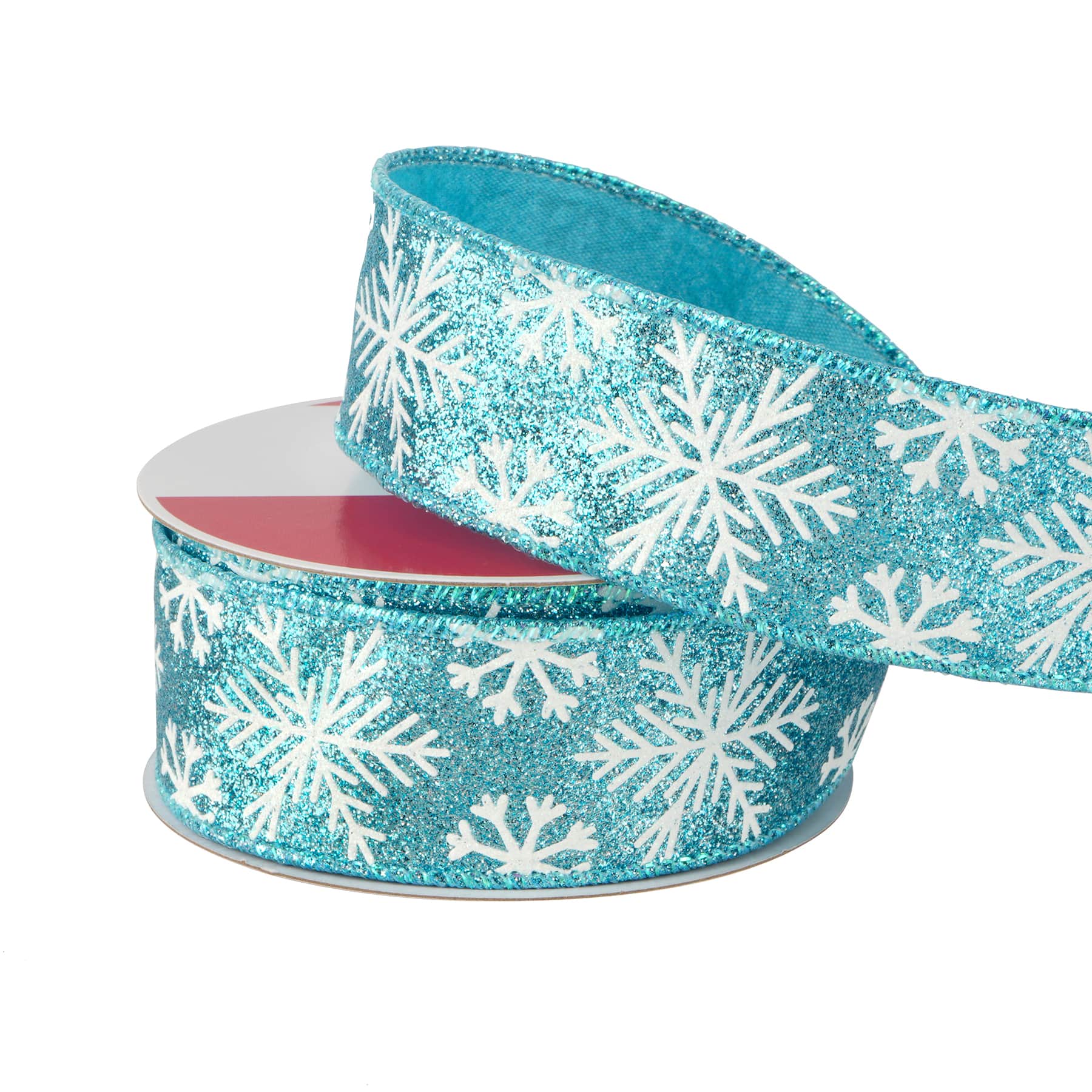 1.5" x20ft. Turquoise Snowflakes Wired Metallic Ribbon by Celebrate It®
