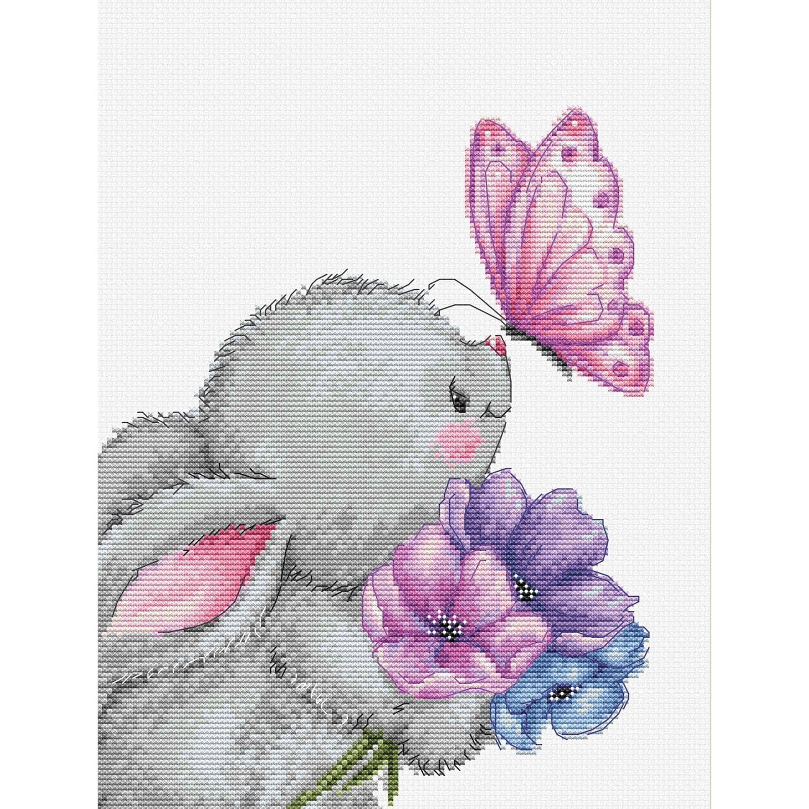 Luca-S Rabbit & Butterfly Counted Cross Stitch Kit