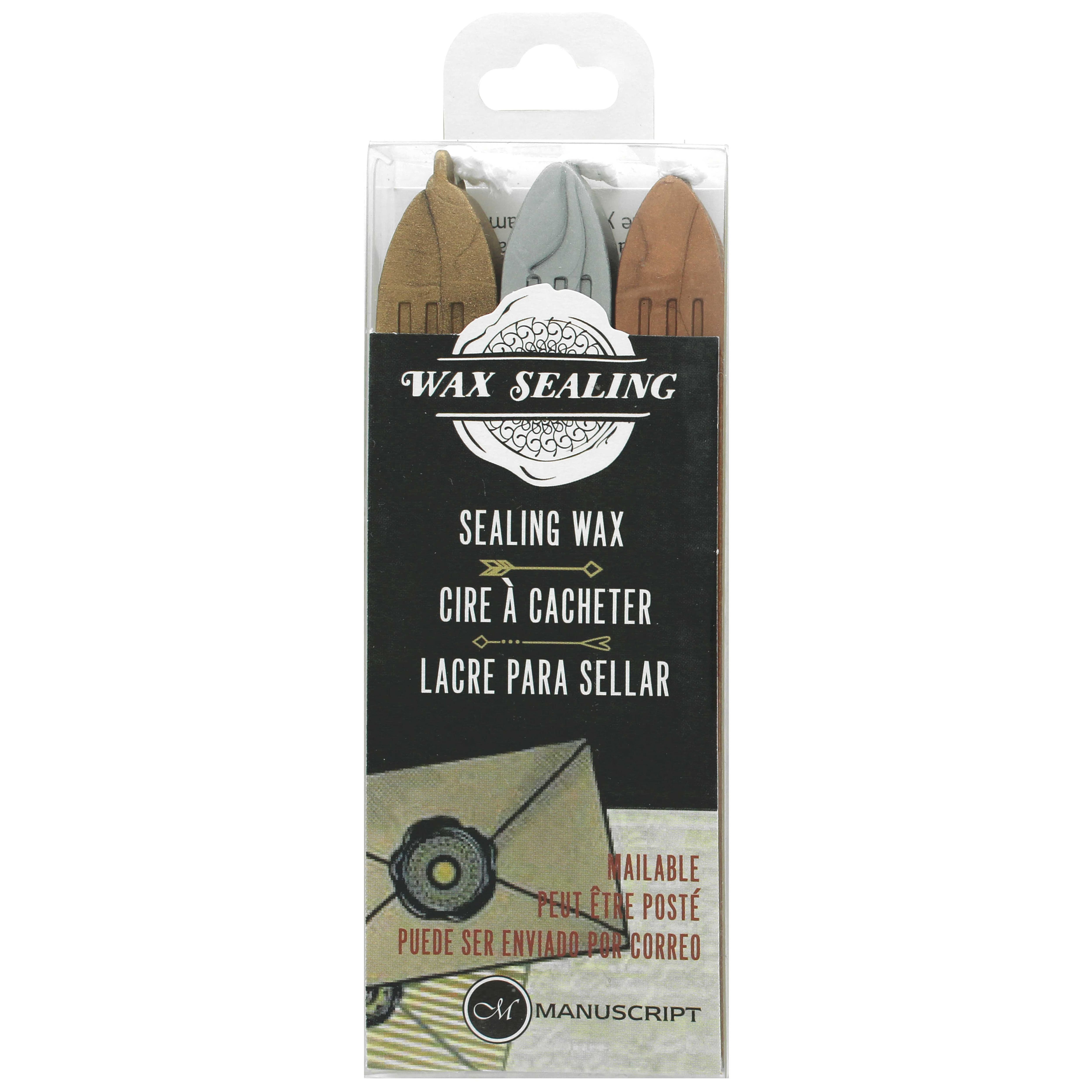 Manuscript Gold, Silver & Bronze Wax Sealing Wax with Wick, 3ct.