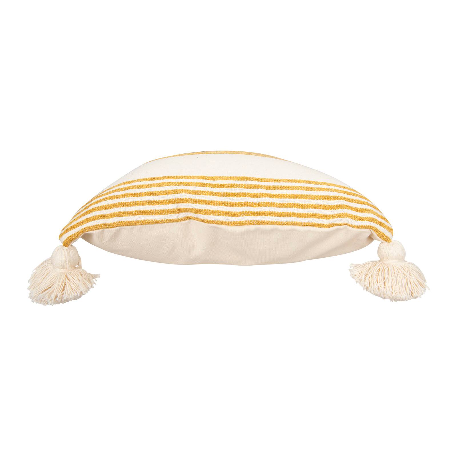 Hello Honey® Cream & Mustard Striped Pillow with Tassels