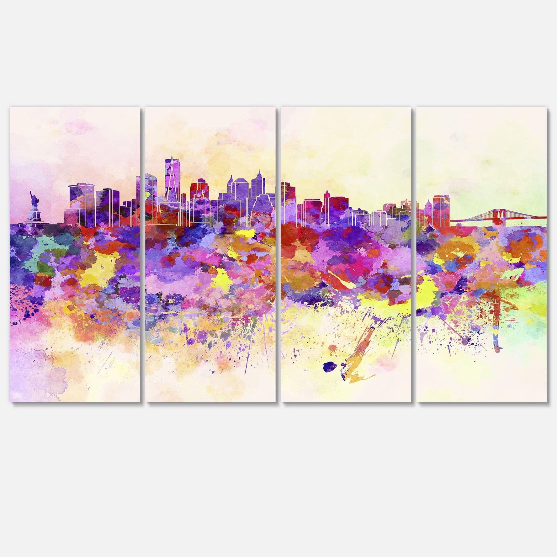 Designart - Purple New York Skyline - Cityscape Canvas Art Print