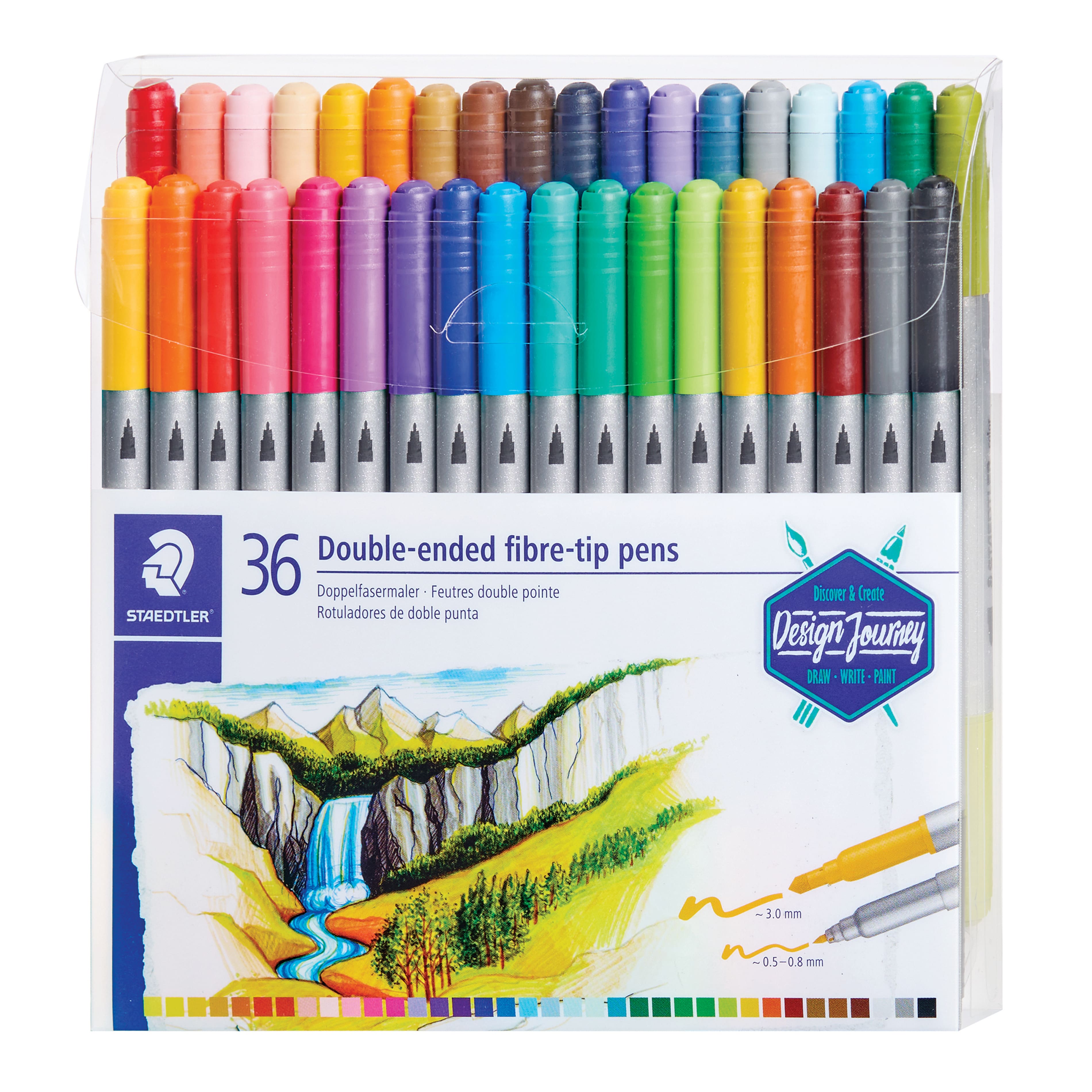Staedtler® Duo-Color Fiber-Tip 36 Color Marker Set