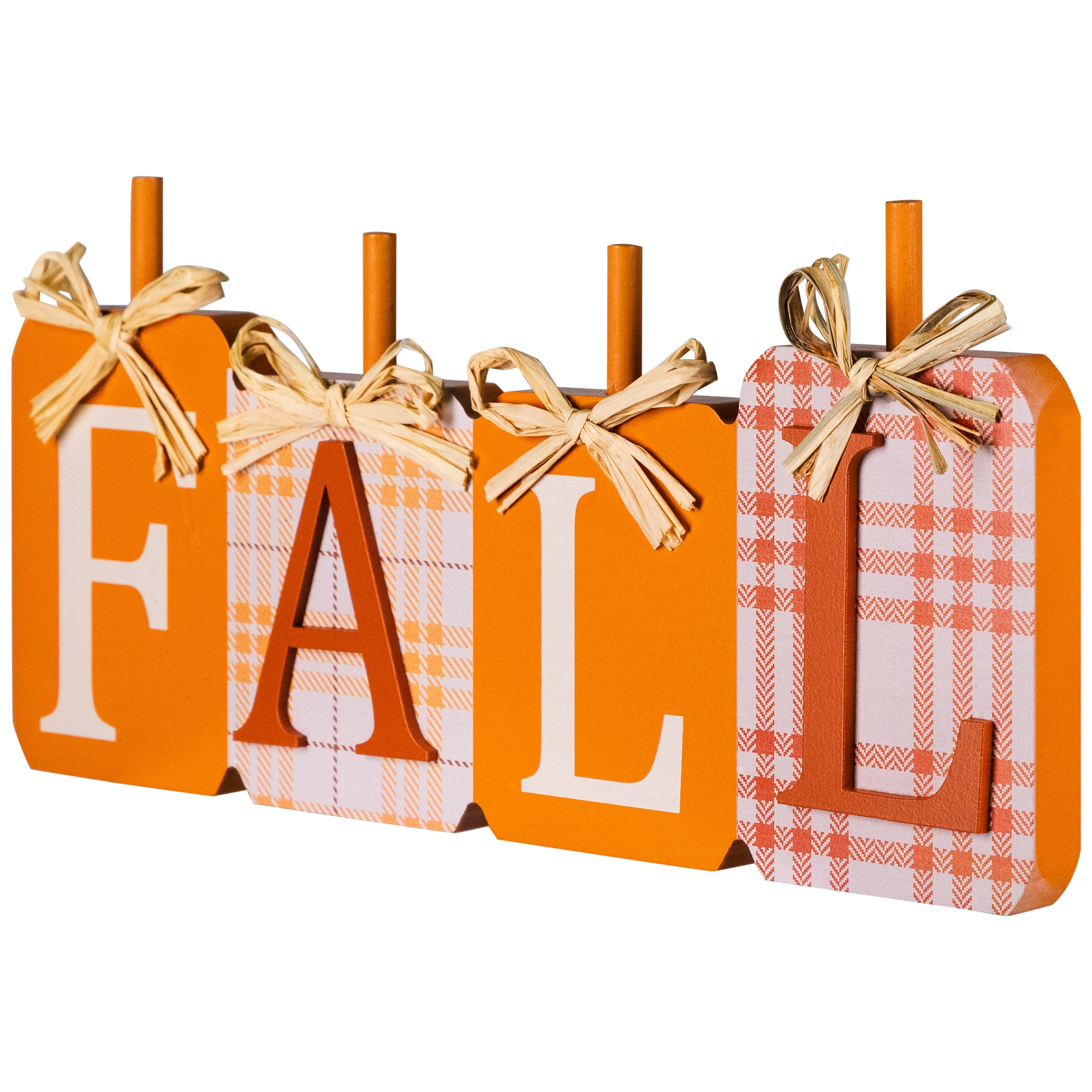 Plaid Pumpkins Wooden Fall Harvest Sign - 11"