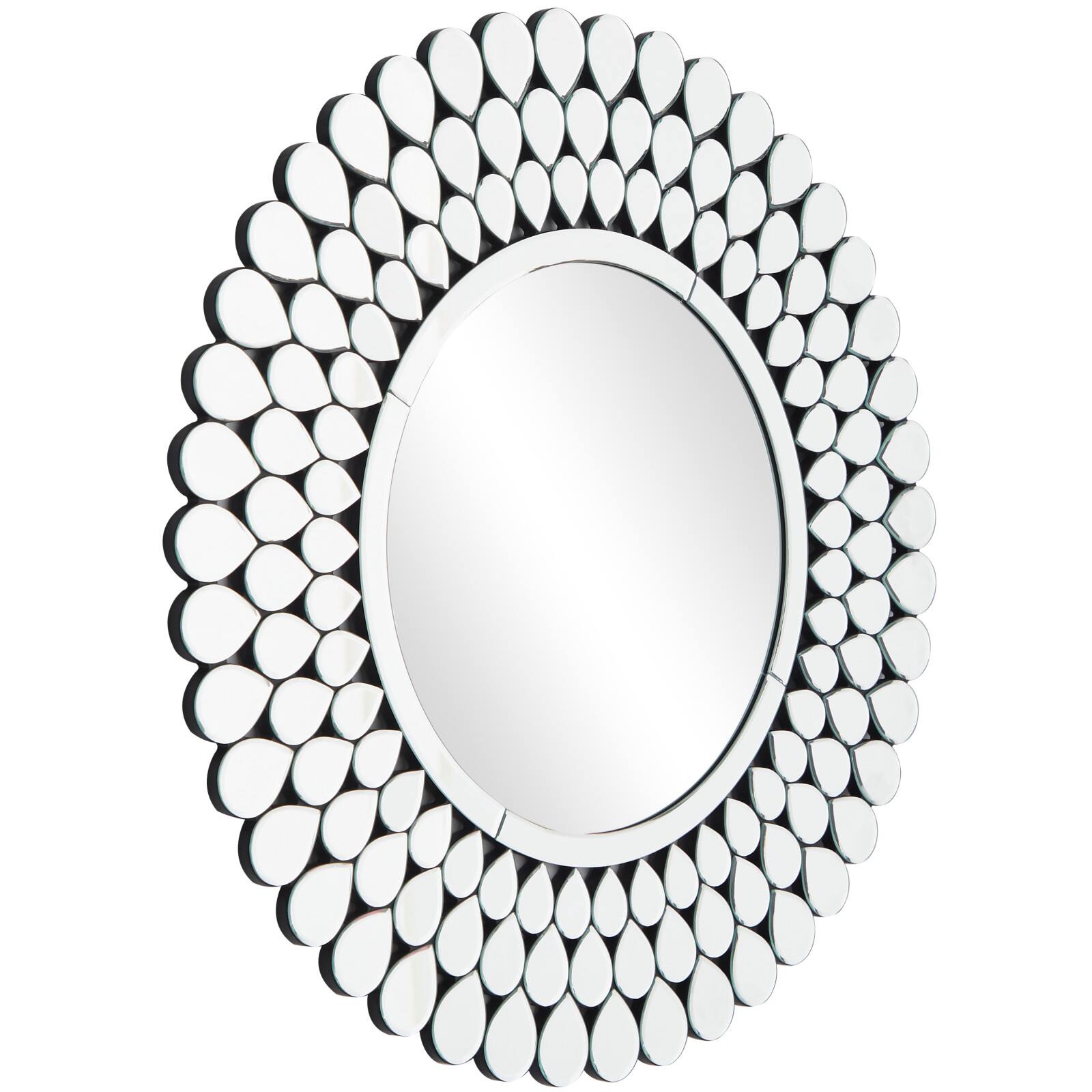 Silver Glass Starburst Wall Mirror with Teardrop Embellishment 31" x 1" x 31"