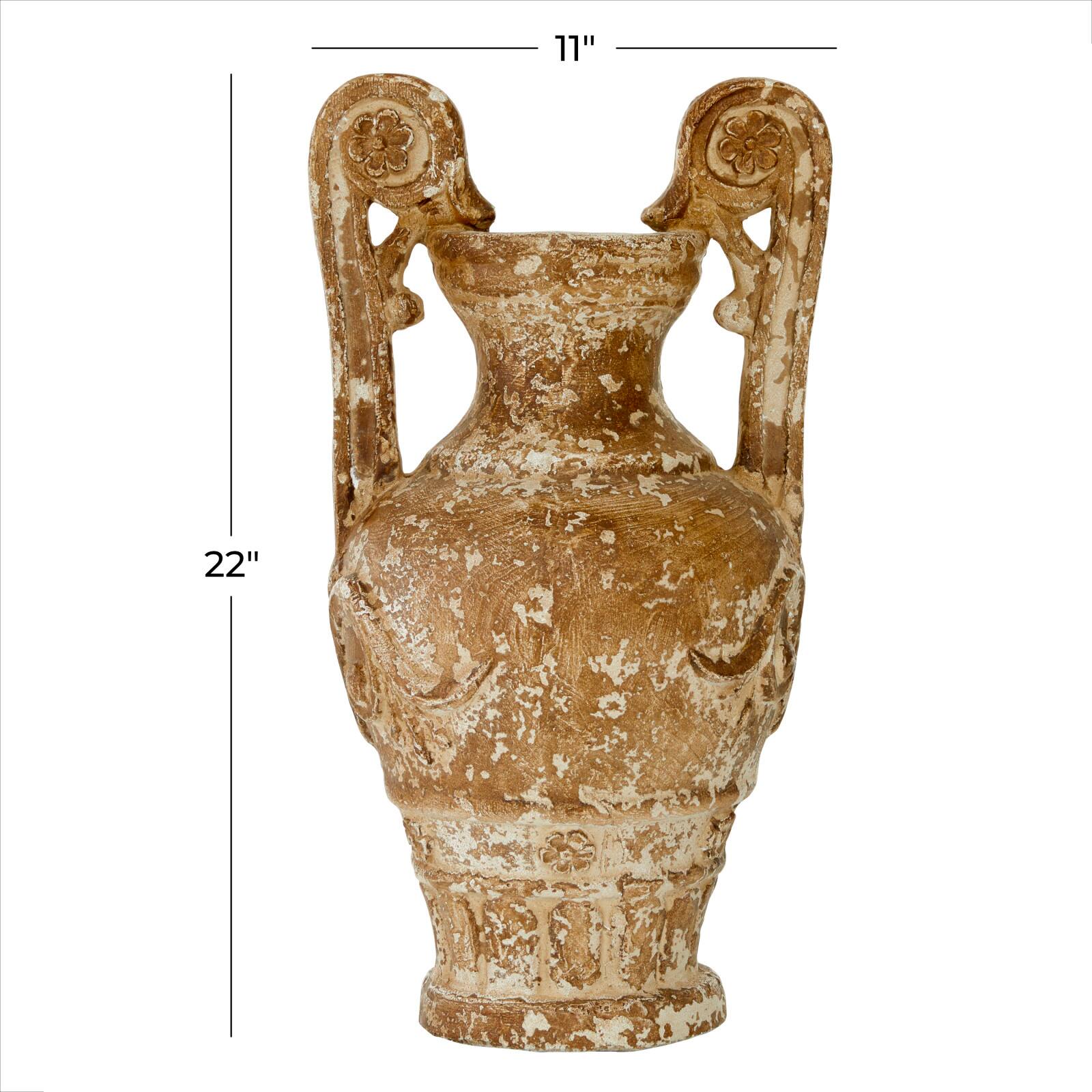Light Brown Resin Farmhouse Vase, 22&#x22; x 11&#x22; x 11&#x22;