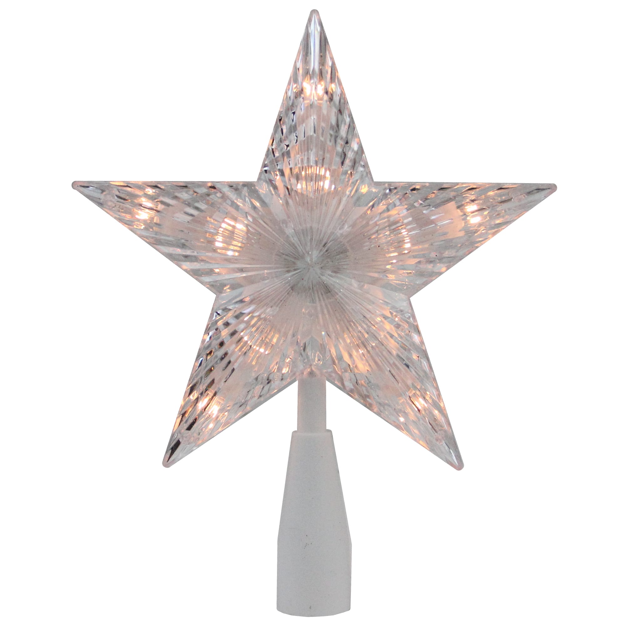 7.5&#x22; Clear &#x26; White 5-Point Star Tree Topper