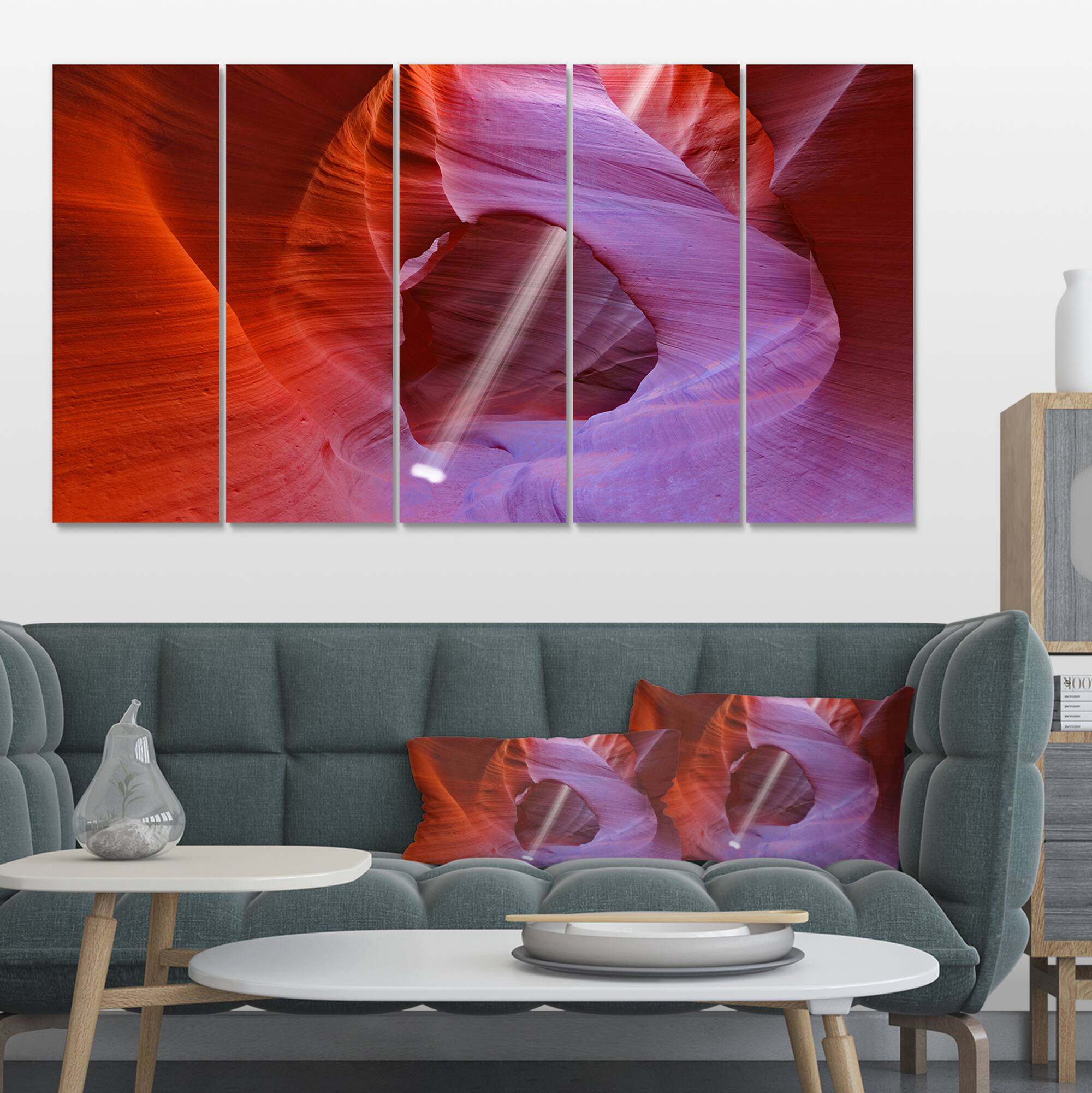 Designart - Red Orange Antelope Canyon - Landscape Photo Canvas Art Print