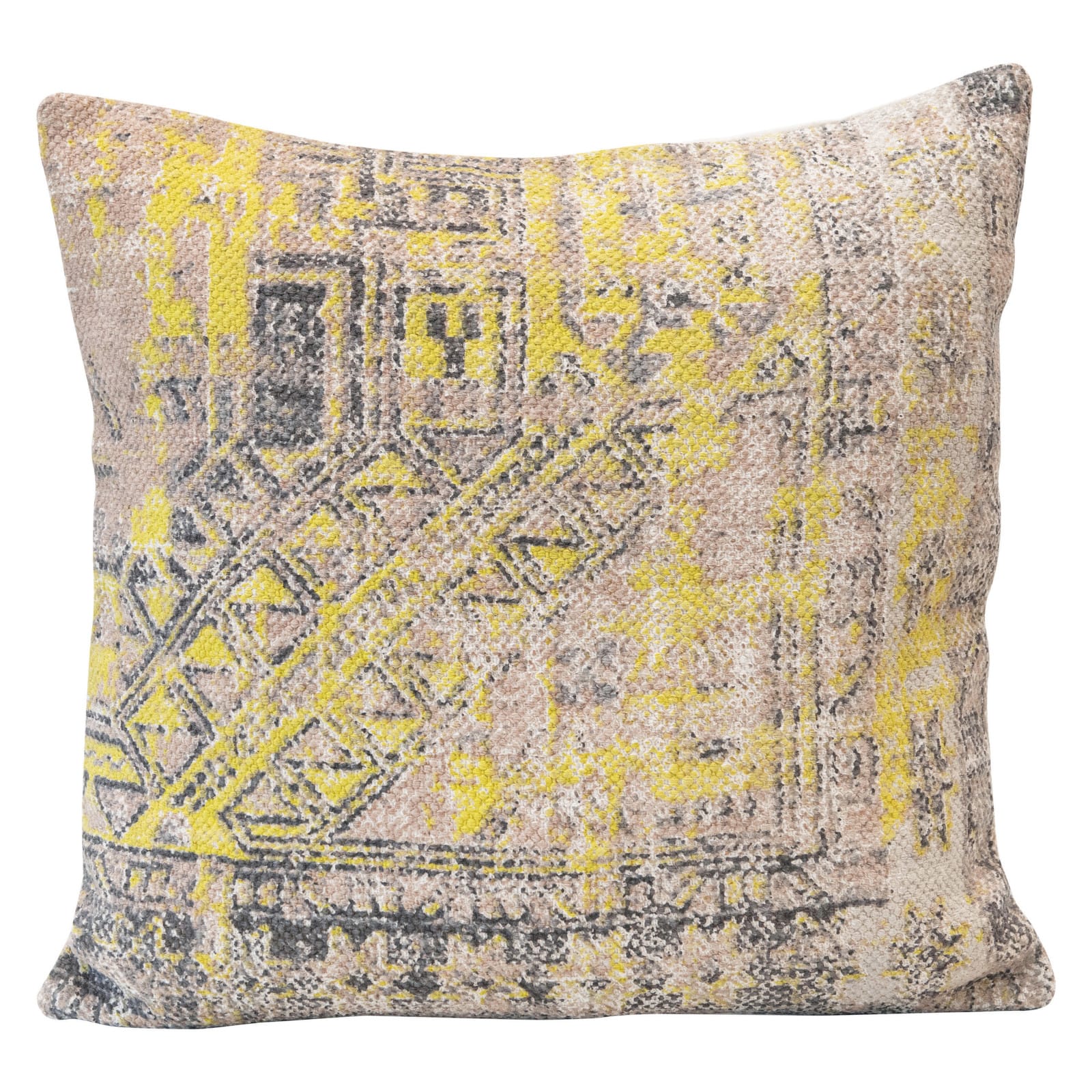 Hello Honey® Yellow Stonewashed Printed Cotton Pillow