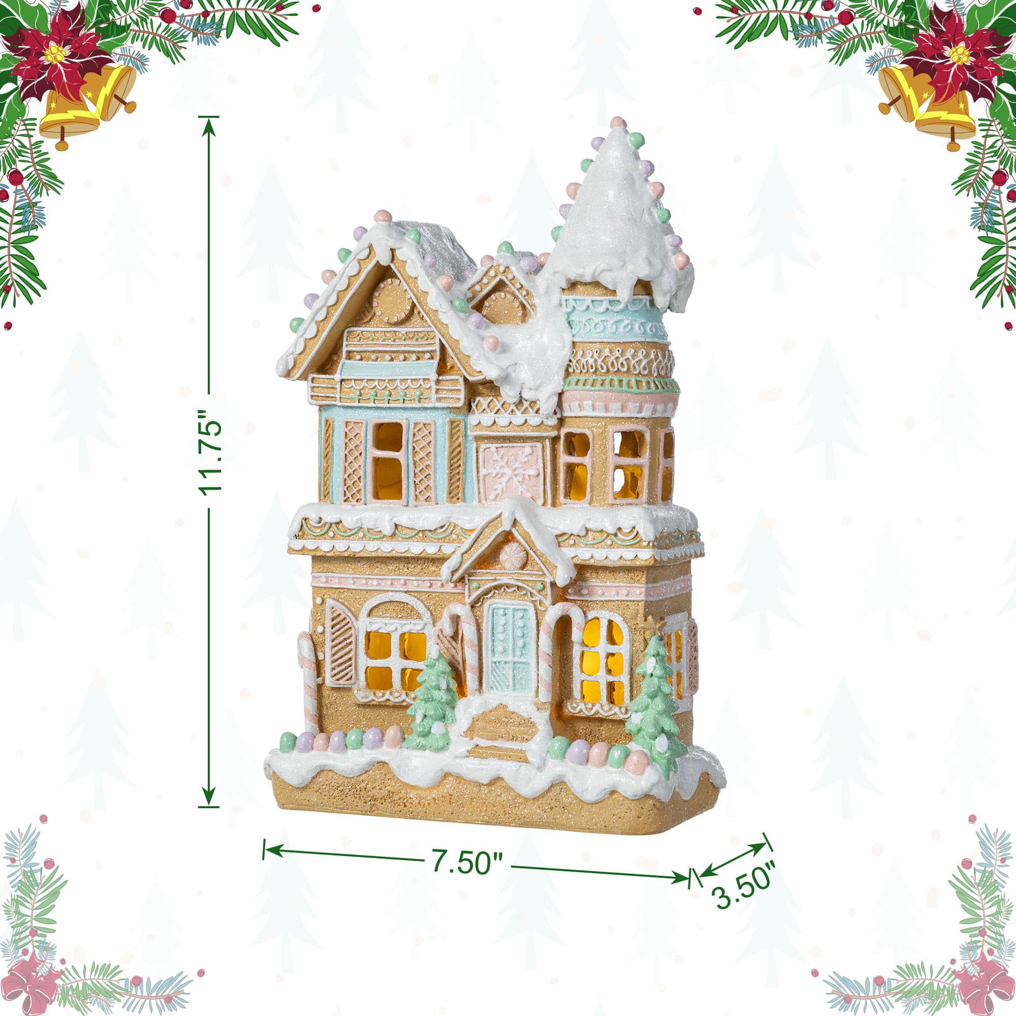 Glitzhome&#xAE; 11.75&#x22; Christmas Macaron Resin Village Table Decor