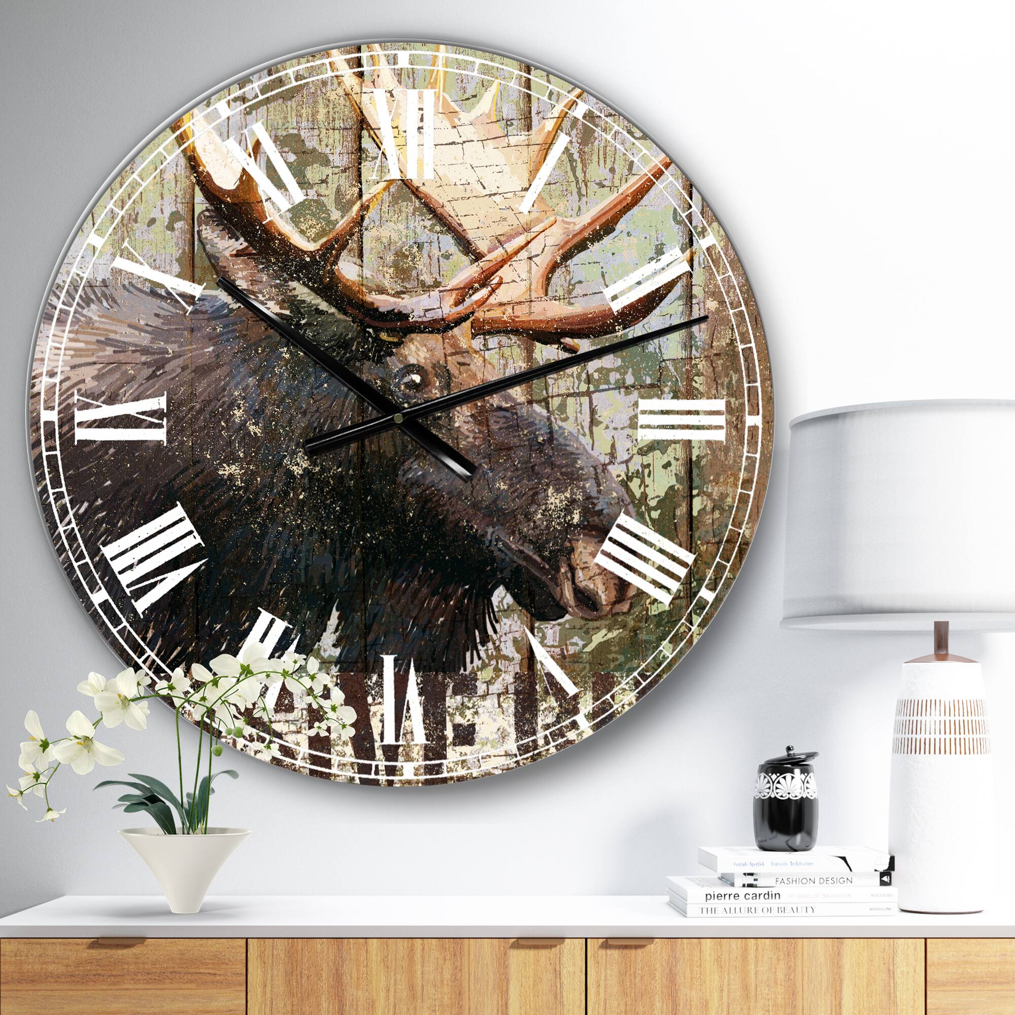 Designart &#x27;Open Season Moose Oversized Traditional Wall Clock