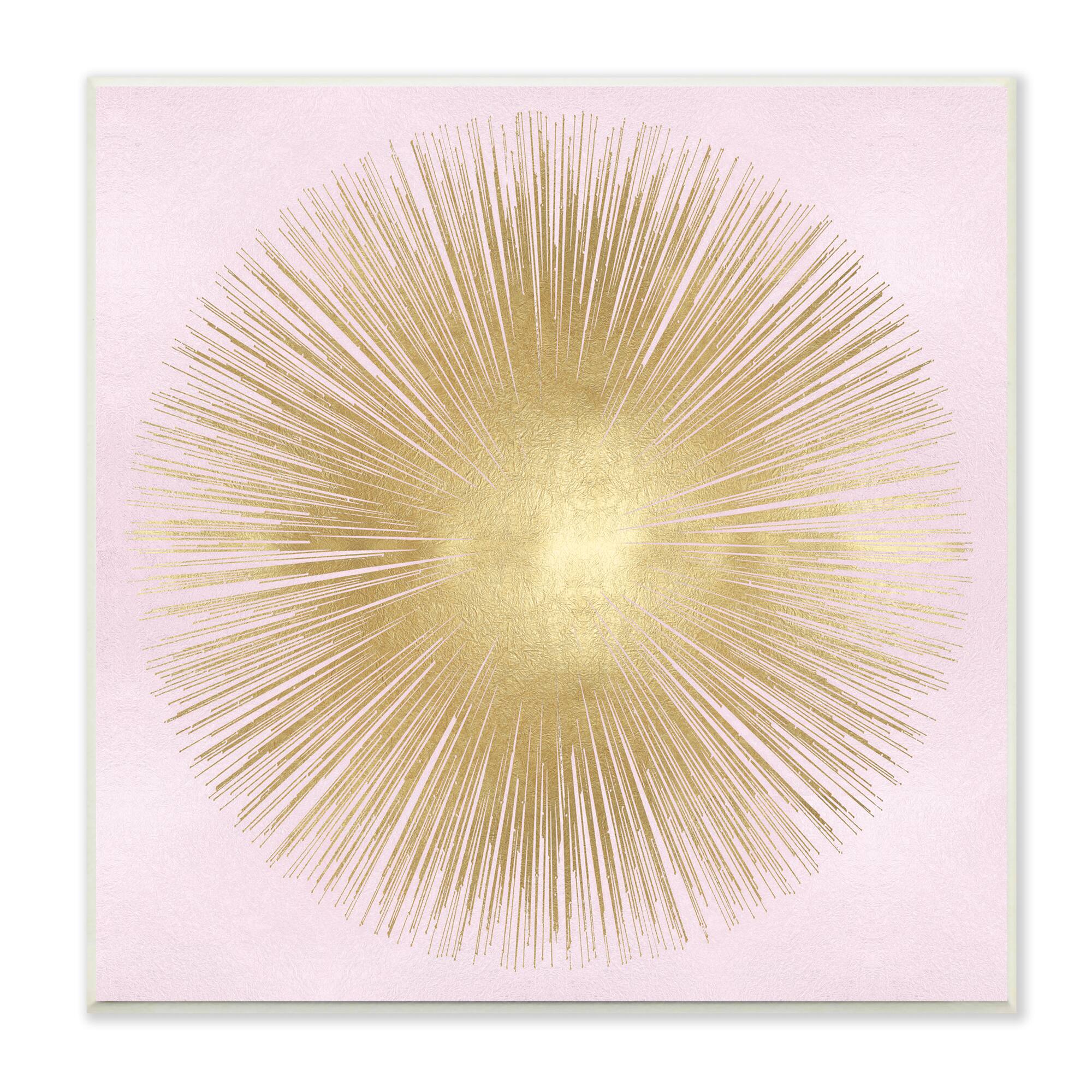 Stupell Industries Minimal Abstract Glam Sunburst Lines Over Pink,12&#x22; x 12&#x22;