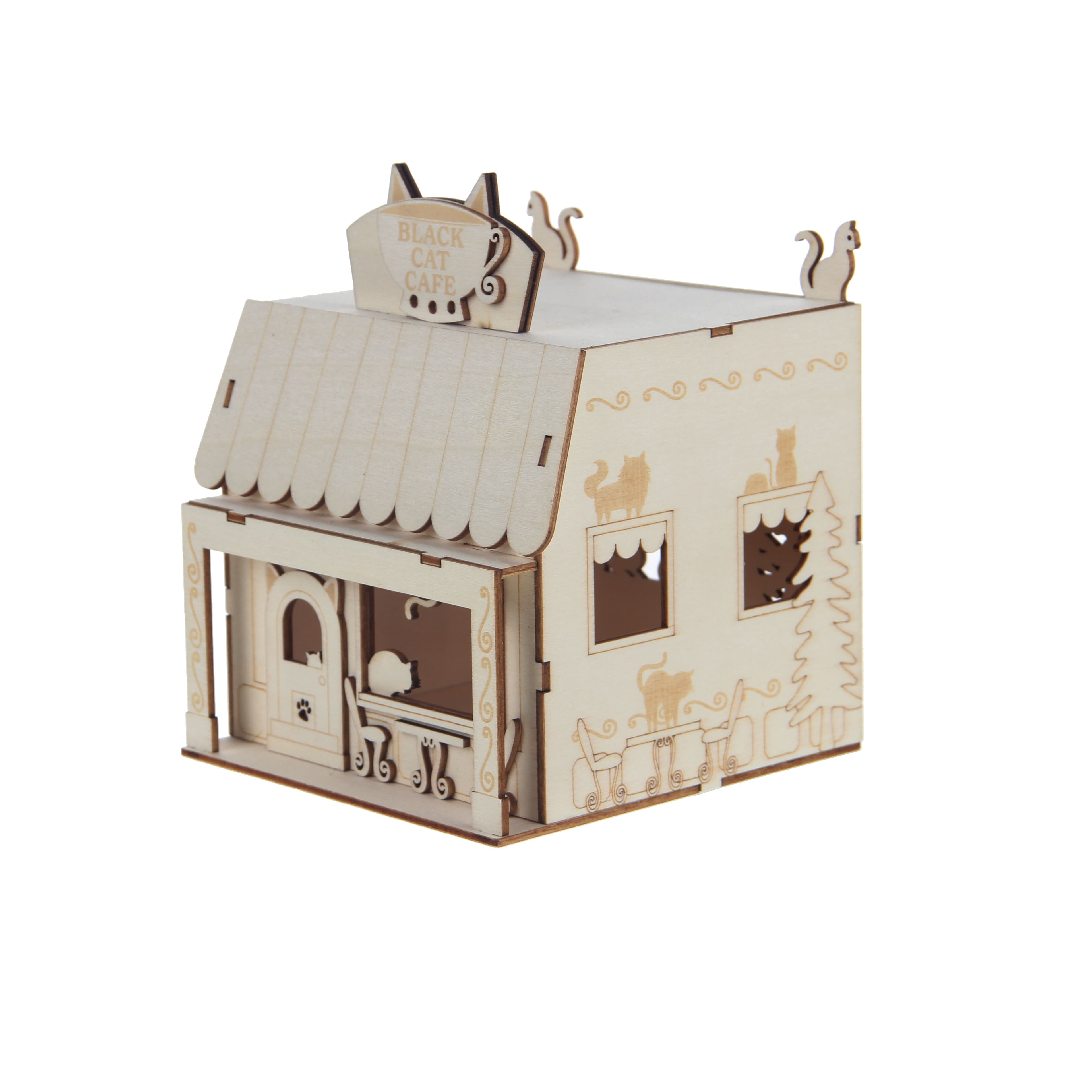 6.75" DIY Village Cat Cafe LED Wood Décor by Make Market®