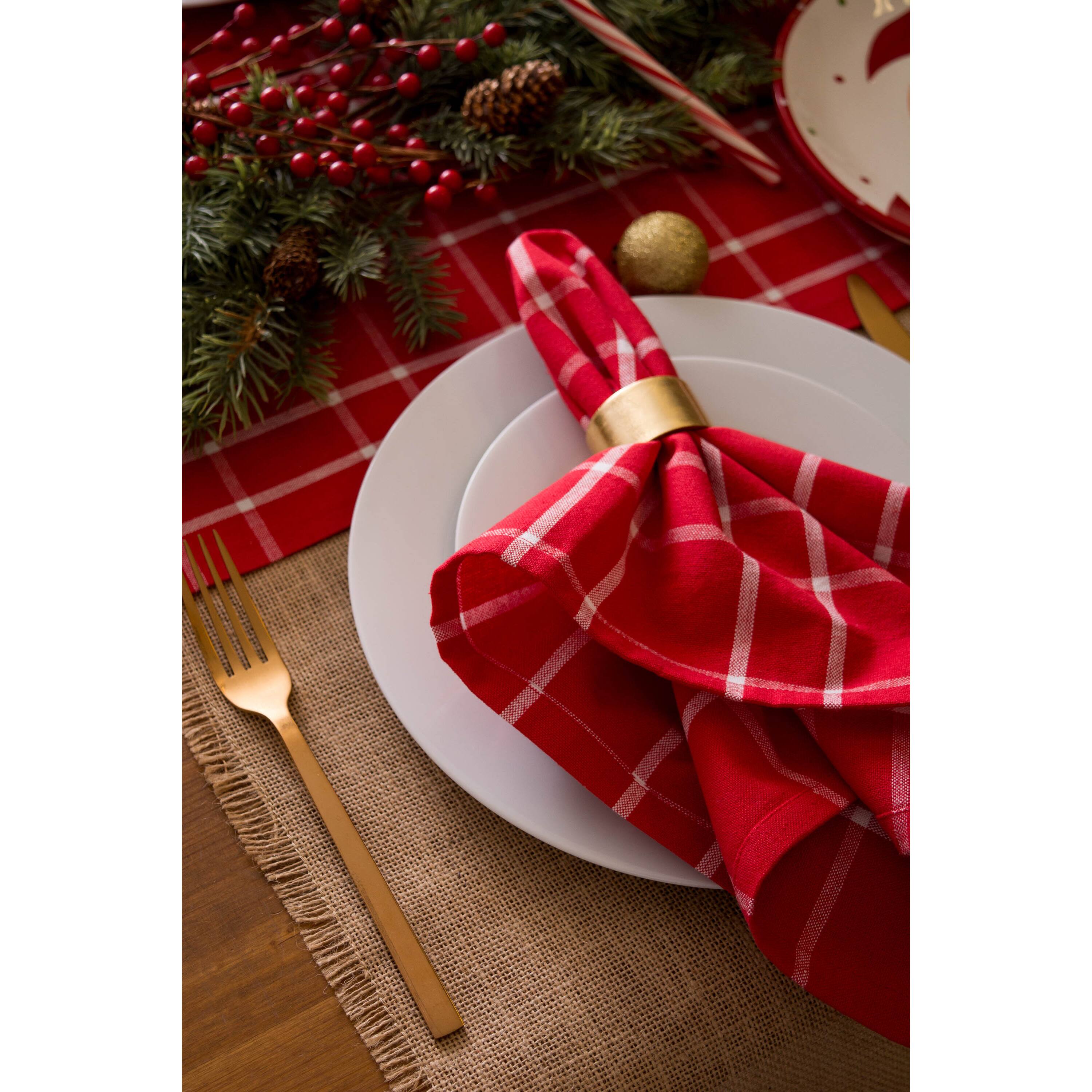 DII® Holly Berry Plaid Napkin Set, 6ct.