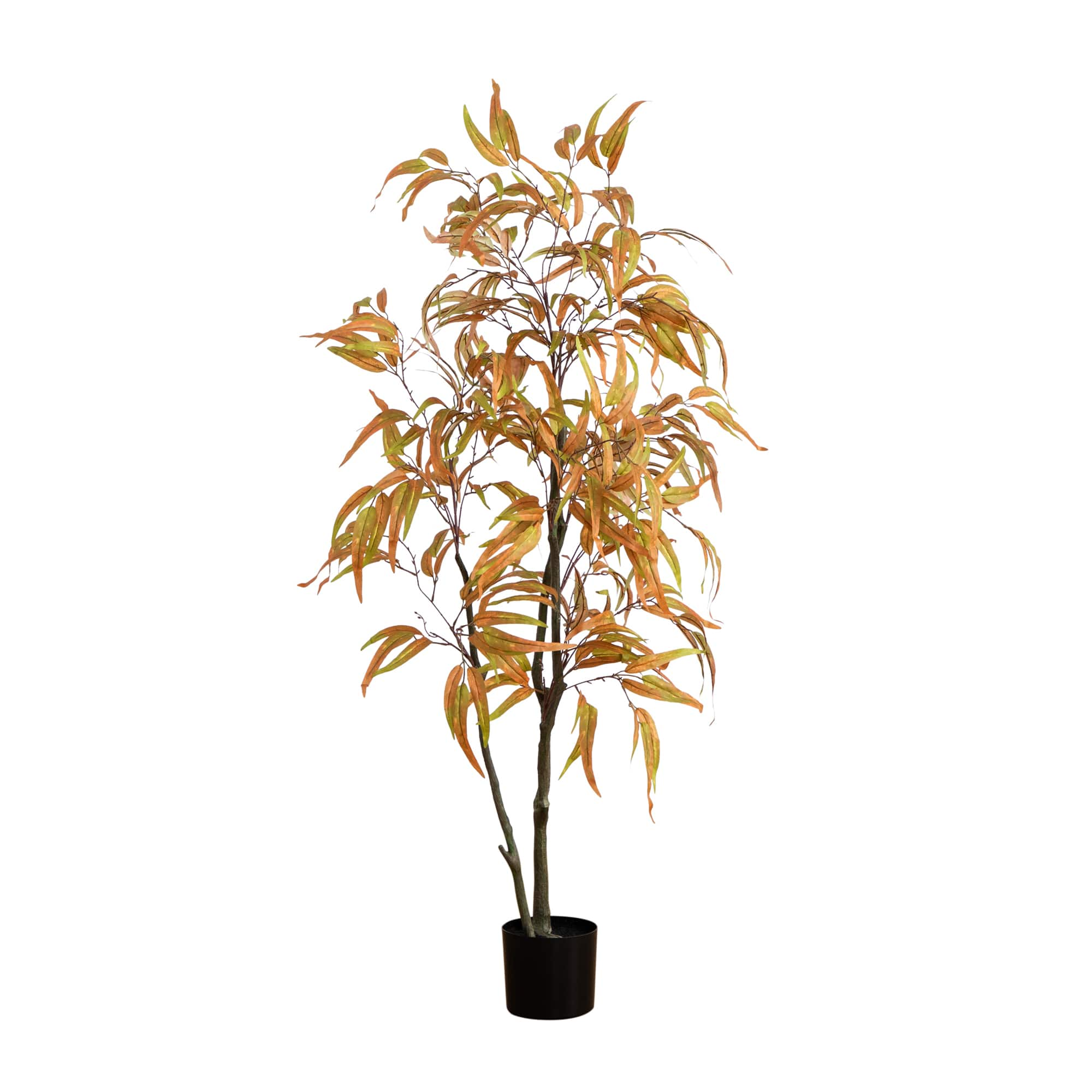 5ft. Green &#x26; Orange Autumn Wispy Eucalyptus Artificial Potted Tree