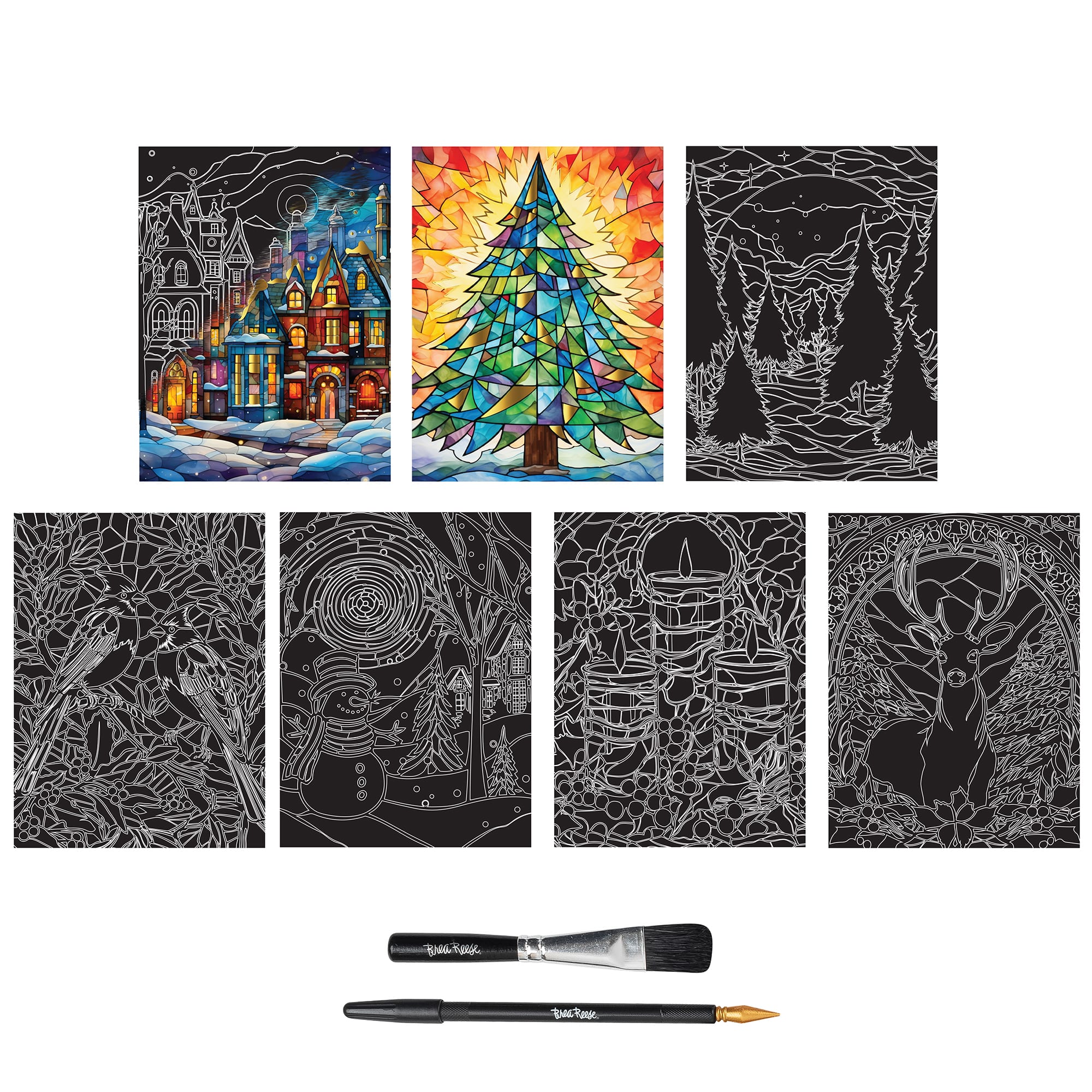 Brea Reese&#x2122; 6&#x22; x 8&#x22; Stained Glass Scratch Art Paper Pad
