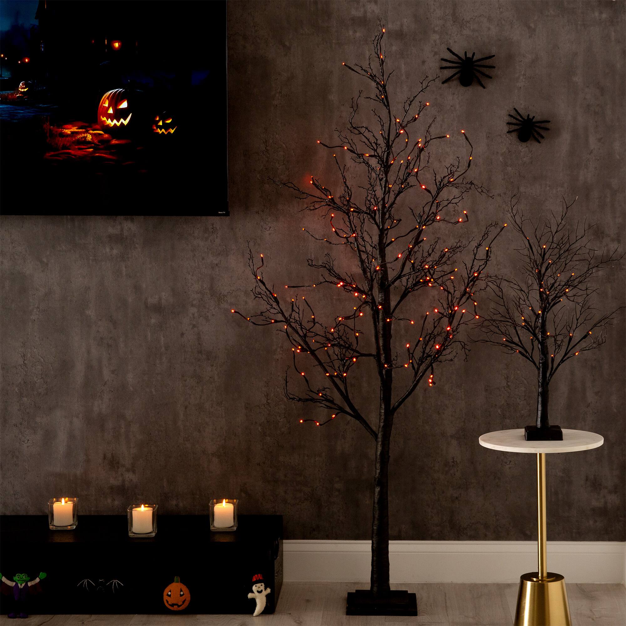 6ft. Pre-Lit LED Black Twig Artificial Halloween Tree