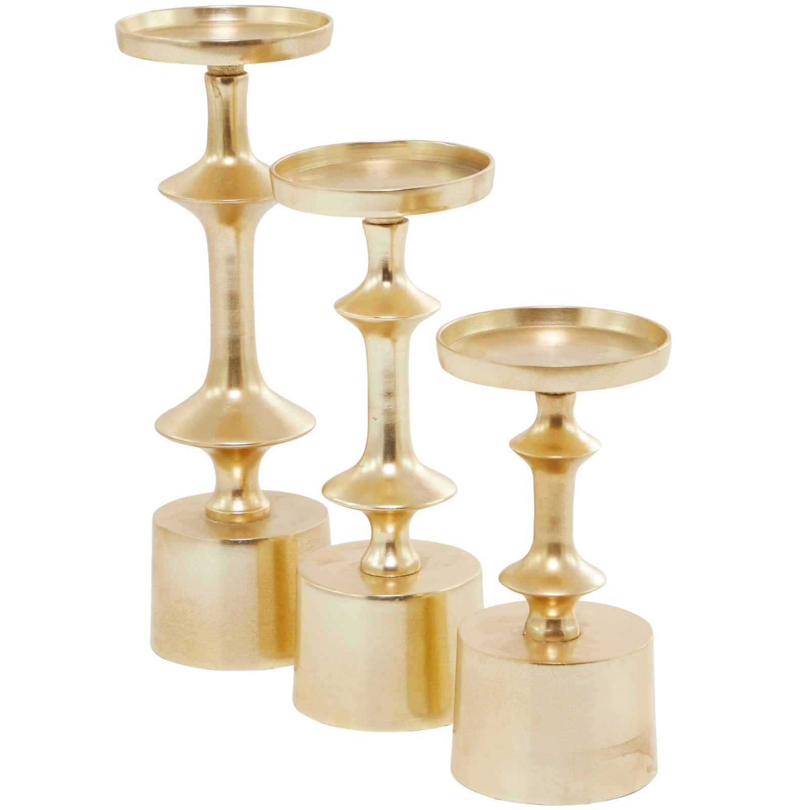 CosmoLiving by Cosmopolitan Gold Aluminum Pillar Candle Holder Set ...