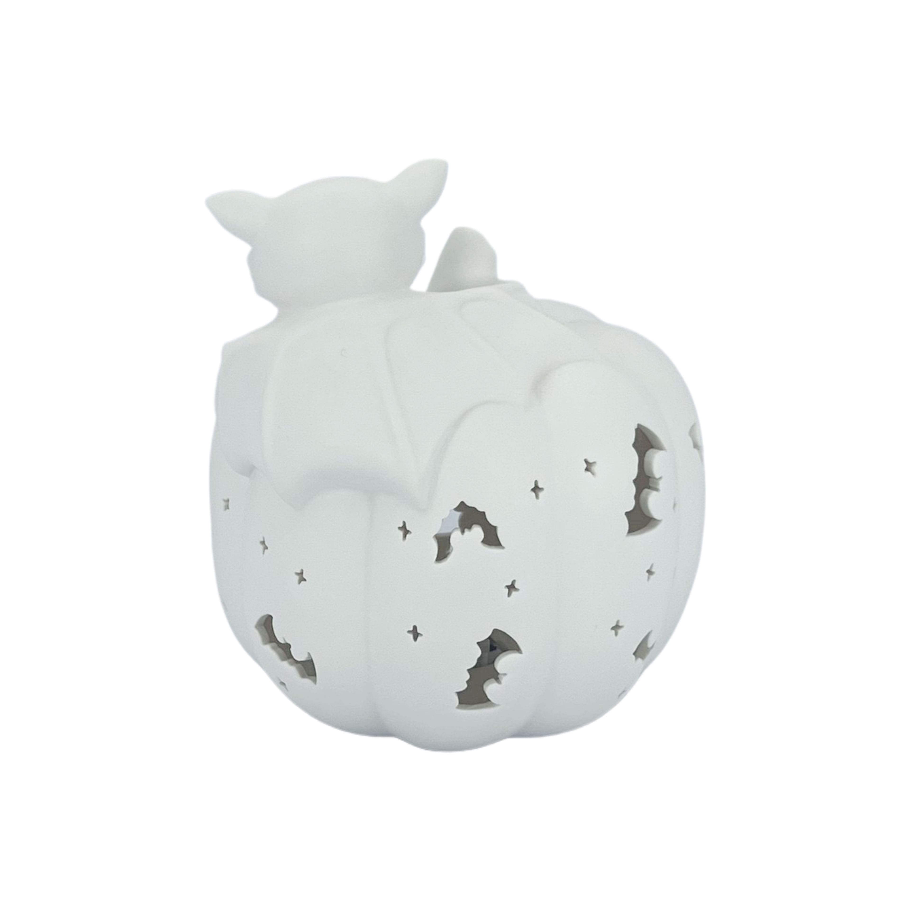 6.75&#x22; DIY Ceramic LED Pumpkin &#x26; Bat D&#xE9;cor by Make Market&#xAE;