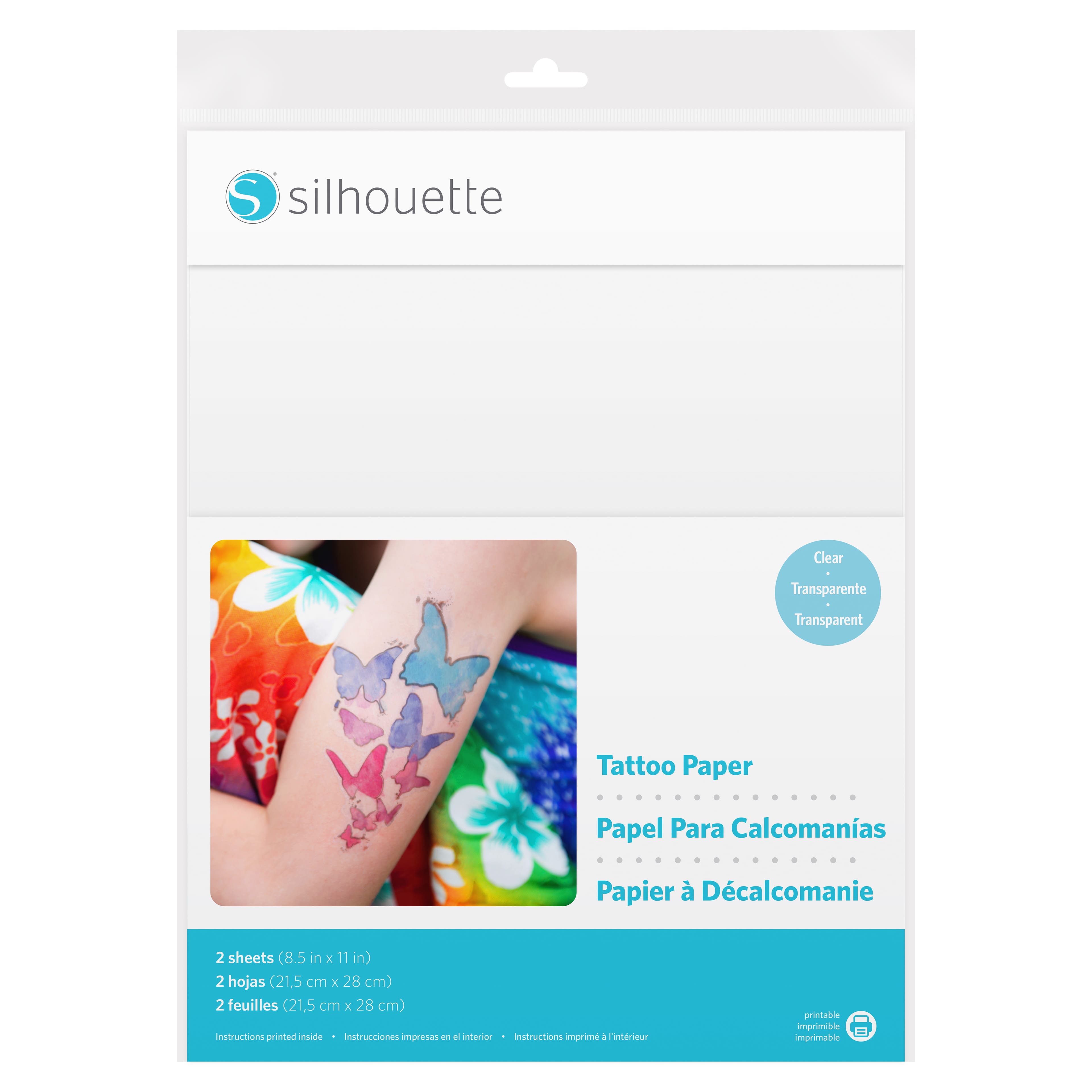 Silhouette&#xAE; 8.5&#x22; x 11&#x22; Clear Printable Temporary Tattoo Paper, 2 Sheets