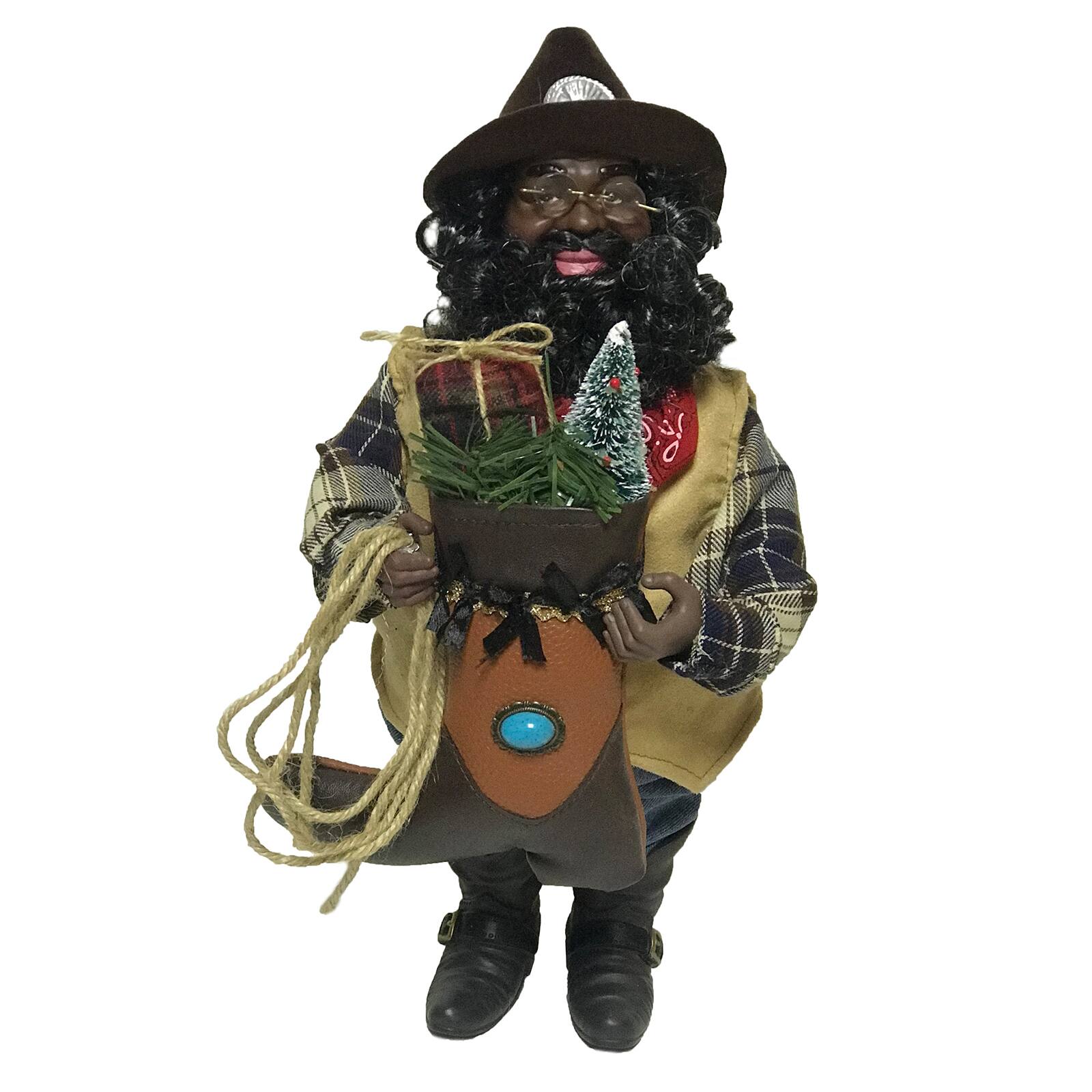 Santa&#x27;s Workshop 15&#x22; Black Cowboy Santa Figurine
