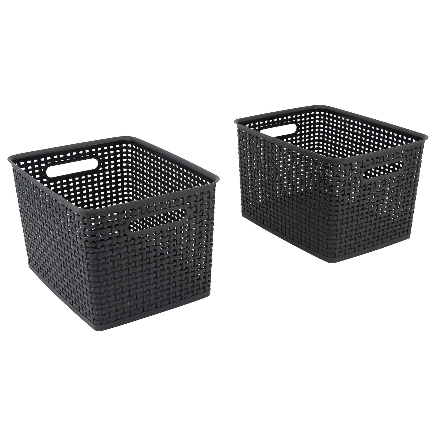 Advantus&#xAE; Large Black Plastic Weave Bin, 2ct.