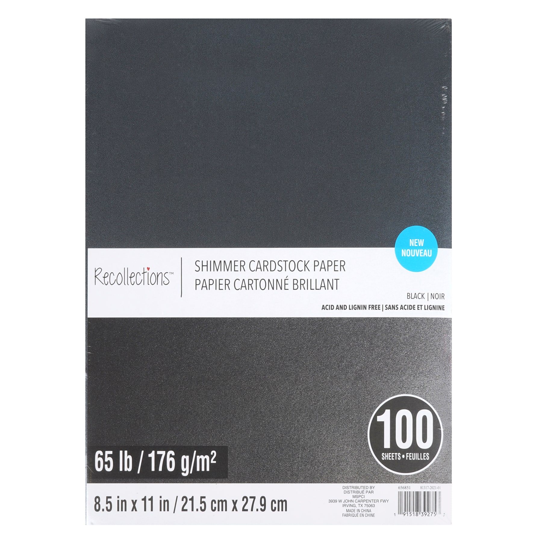 Recollections Black Shimmer 8.5 x 11 Cardstock Paper - 100 ct