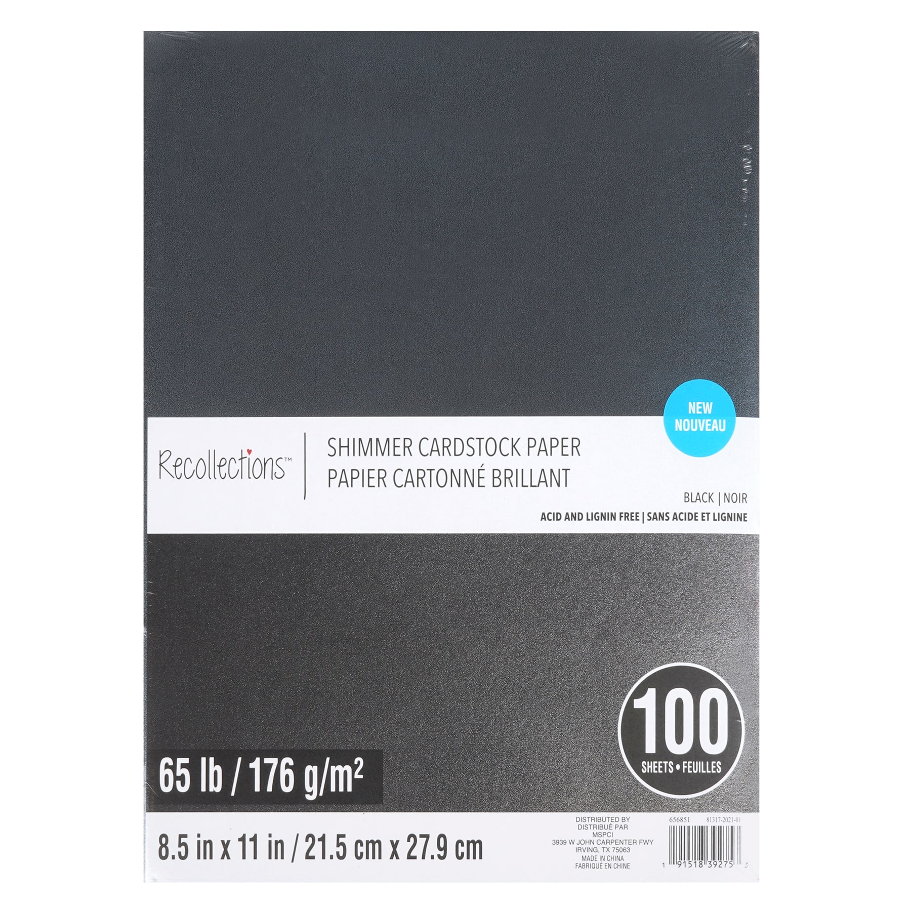 9 Packs: 100 ct. (900 total) Black Shimmer 8.5" x 11" Cardstock Paper by Recollections™