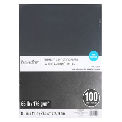 Black Shimmer 8.5" x 11" Cardstock Paper by Recollections™, 100 Sheets