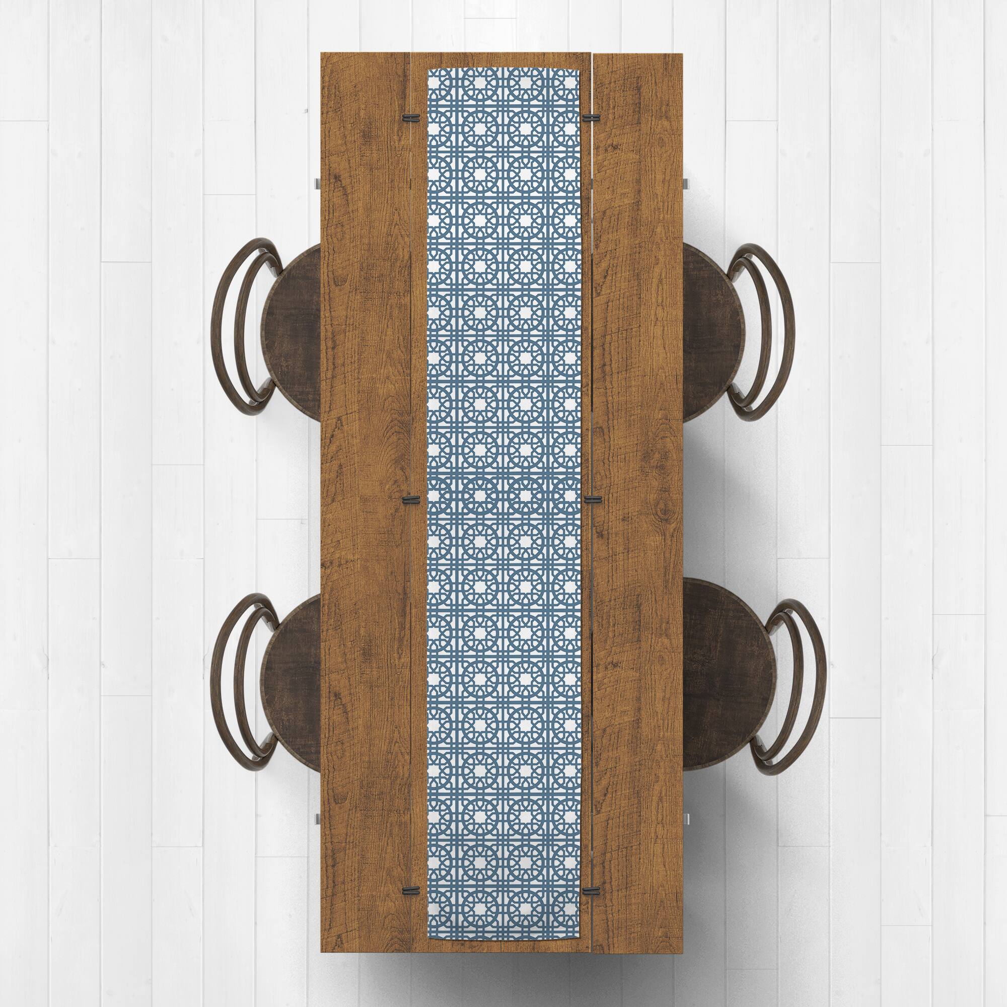 Geometric Blue Tiles Indoor/Outdoor Table Runner