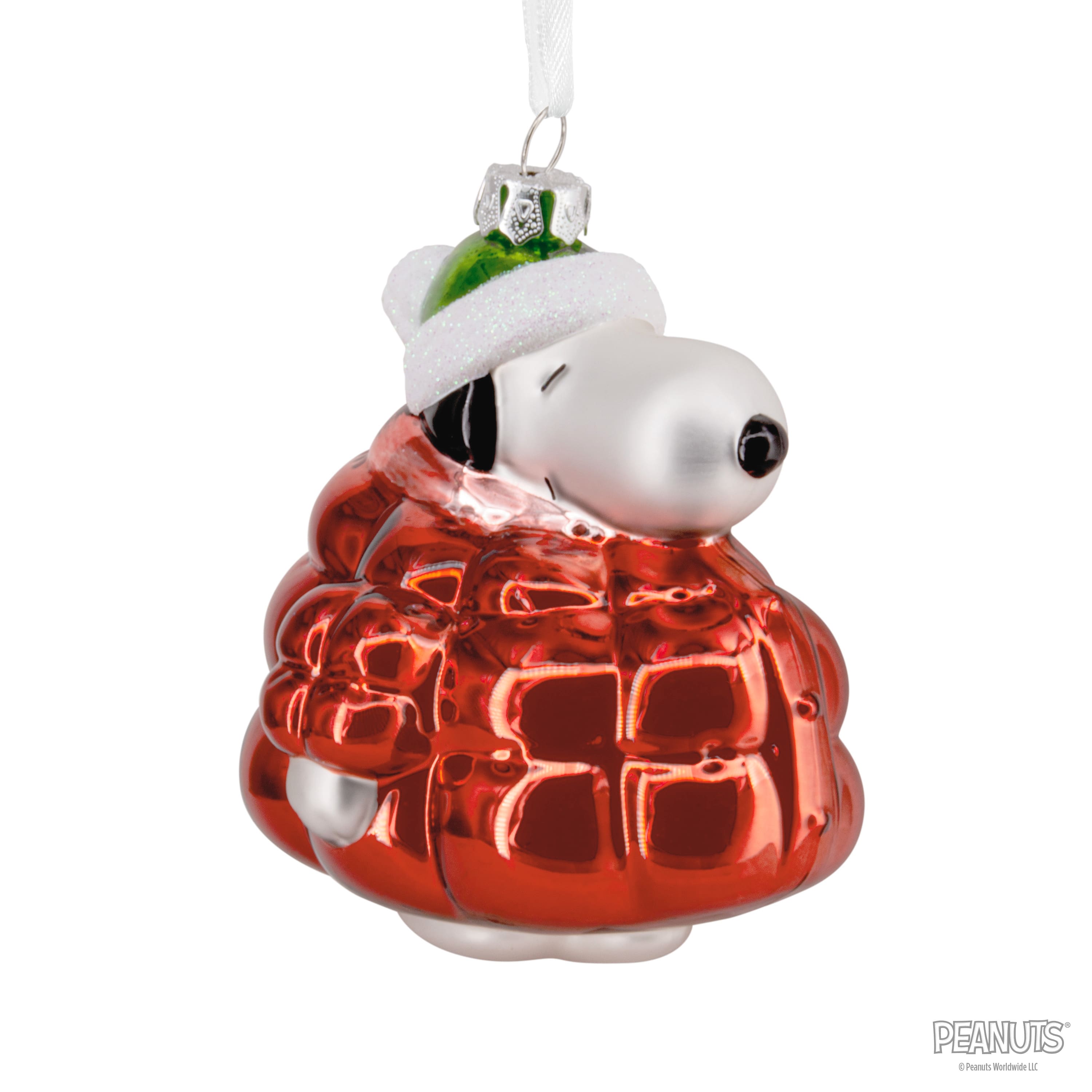 Hallmark Peanuts&#xAE; 4.25&#x22; Snoopy in Puffer Coat Blown Glass Ornament 