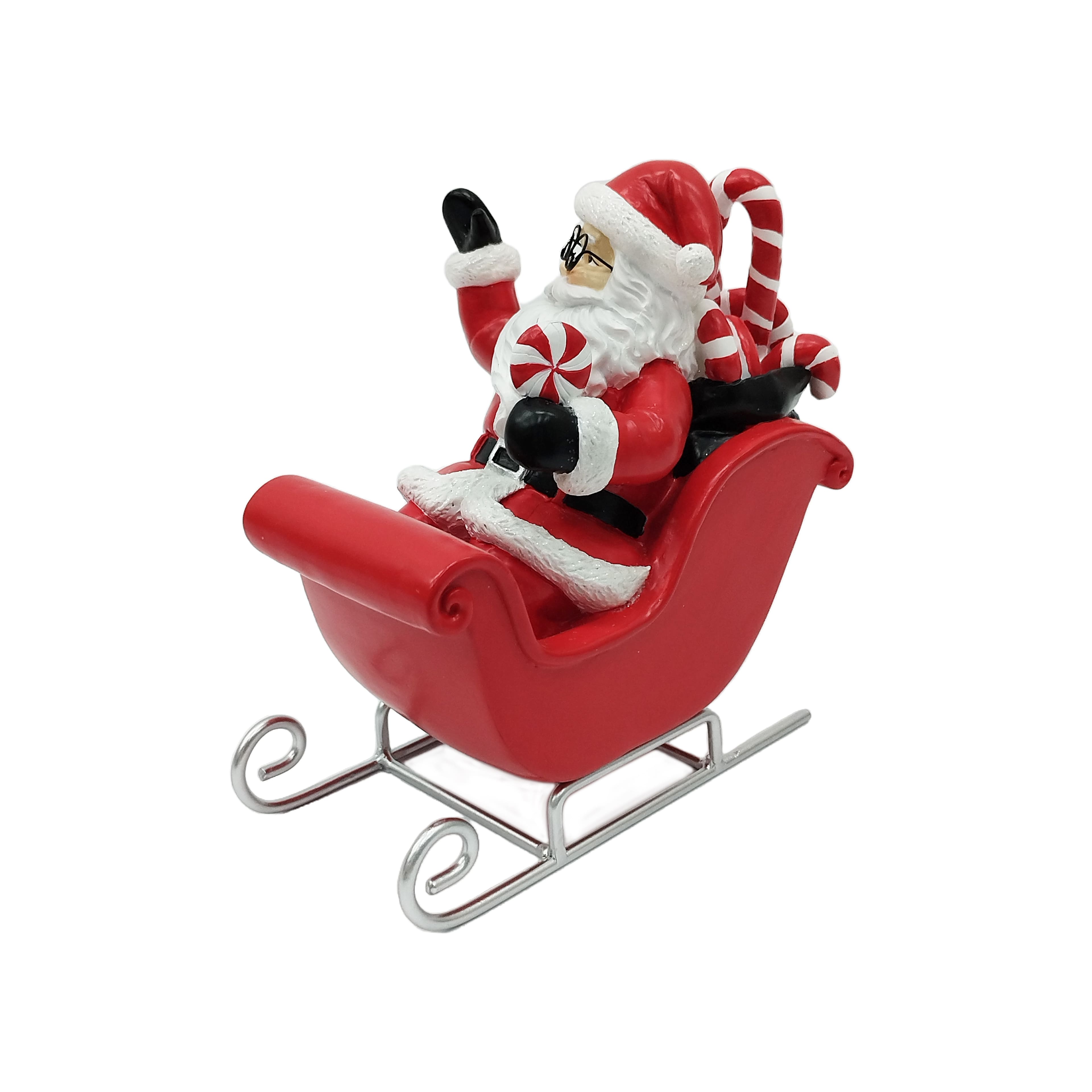 7.25&#x22; Red &#x26; White Peppermint Santa in Sleigh Tabletop D&#xE9;cor by Ashland&#xAE;