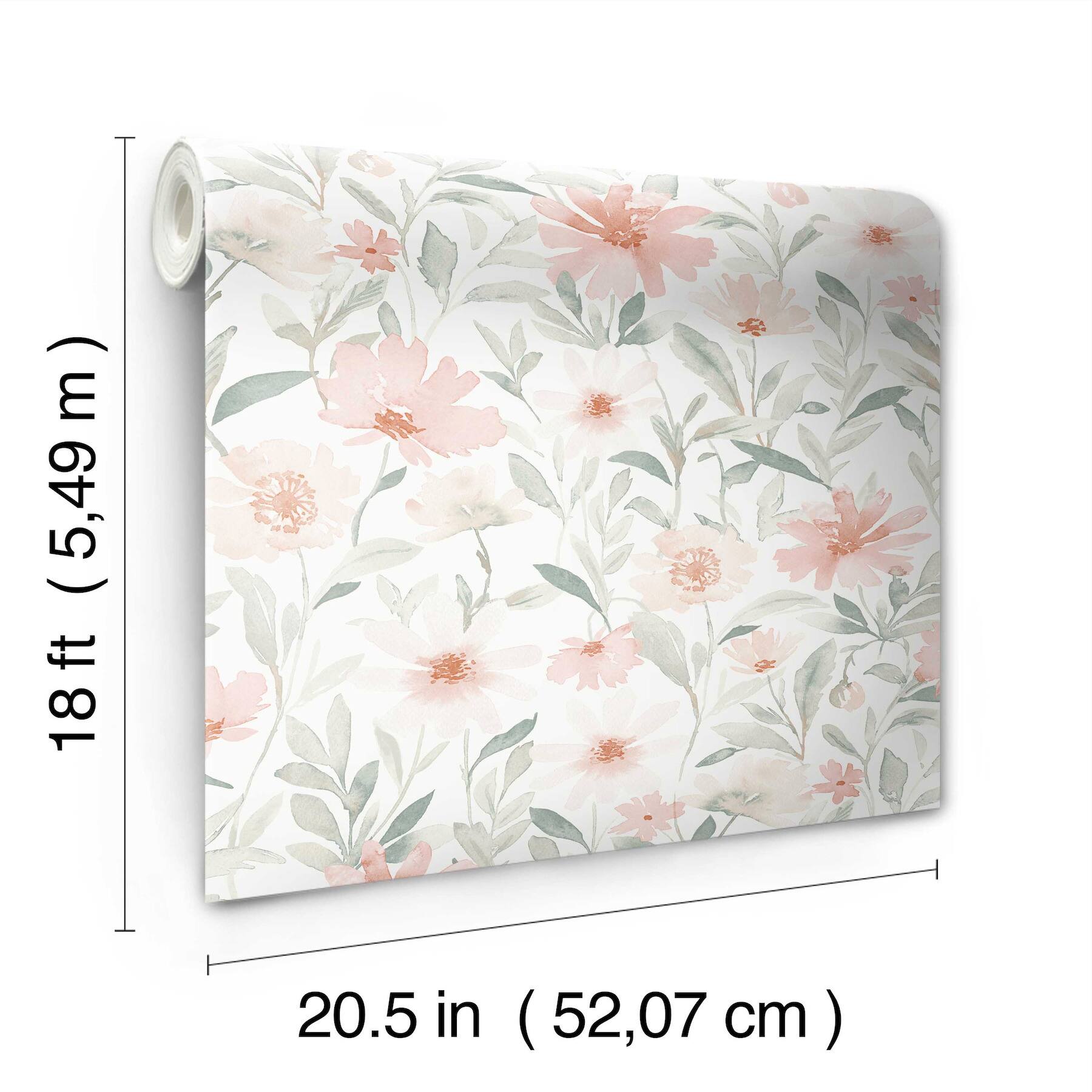 RoomMates Pink & Jade Flower Market Peel & Stick Wallpaper