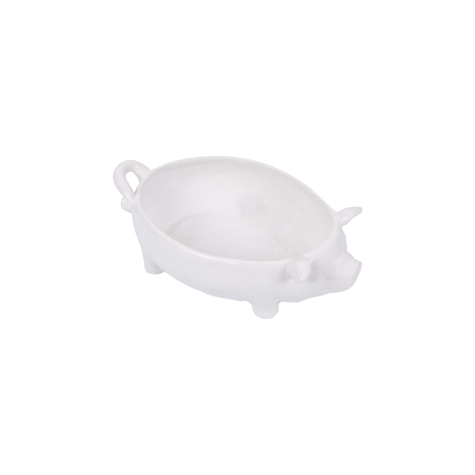 Hello Honey® 12.5" White Ceramic Pig Shaped Bowl