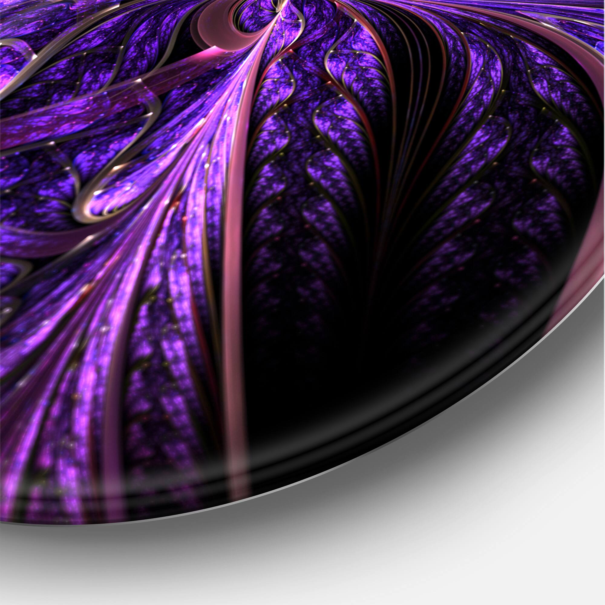 Designart - Embossed Dark Purple Floral Shapes&#x27; Large Floral Metal Circle Wall Art