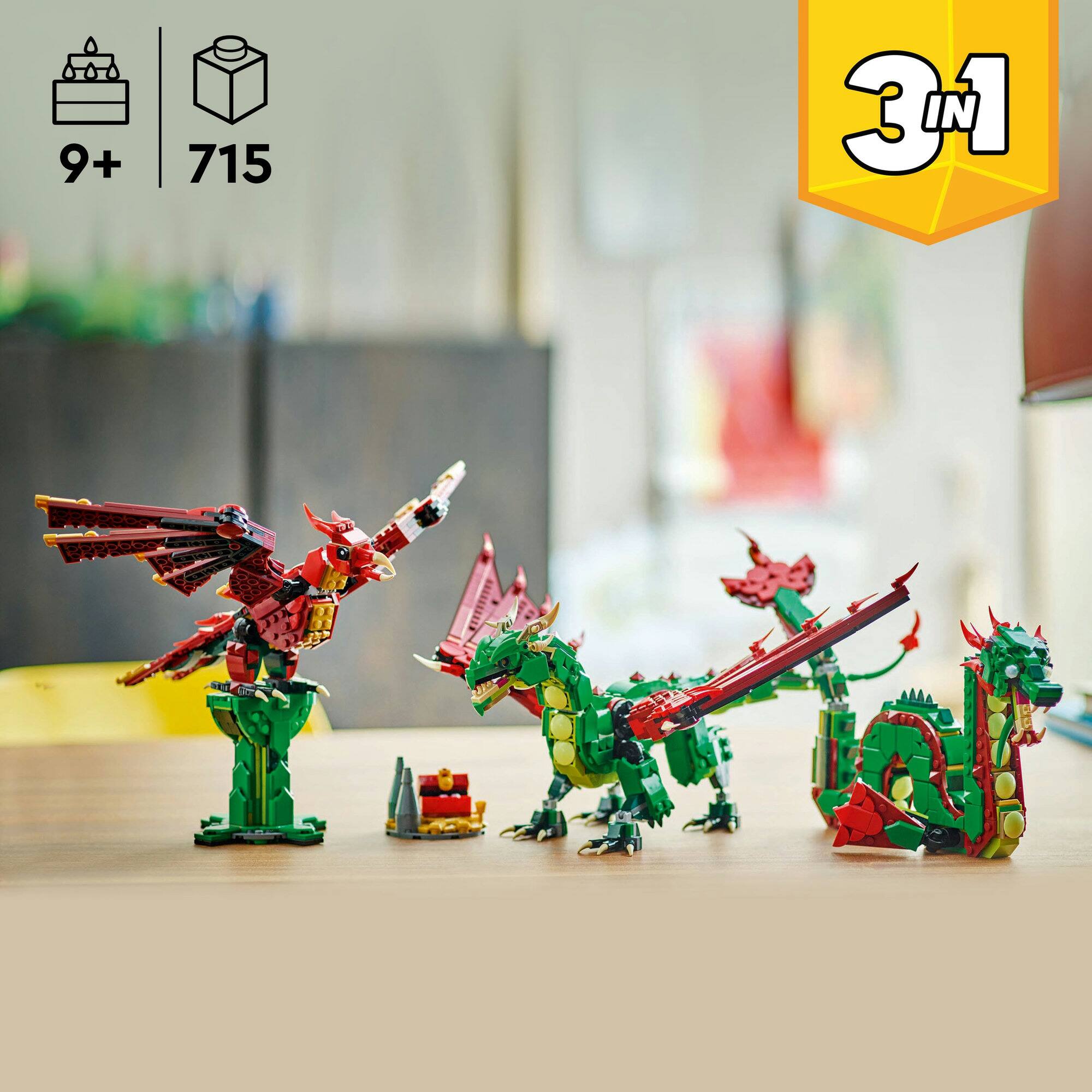 LEGO® Creator 3in1 Medieval Dragon Creature Toy Playset 31161