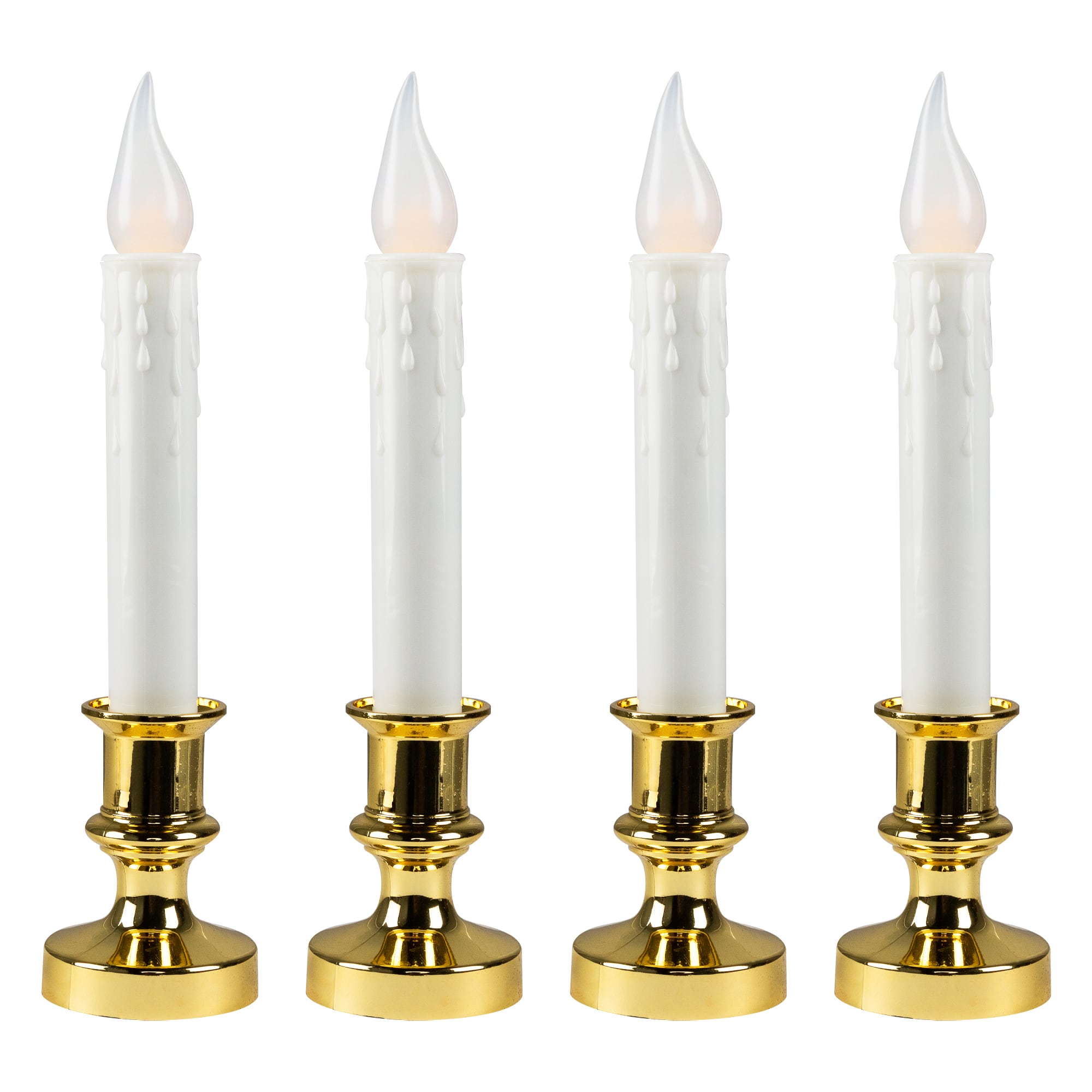 White &#x26; Gold LED C5 Flickering Window Christmas Candle Lamp With Timer