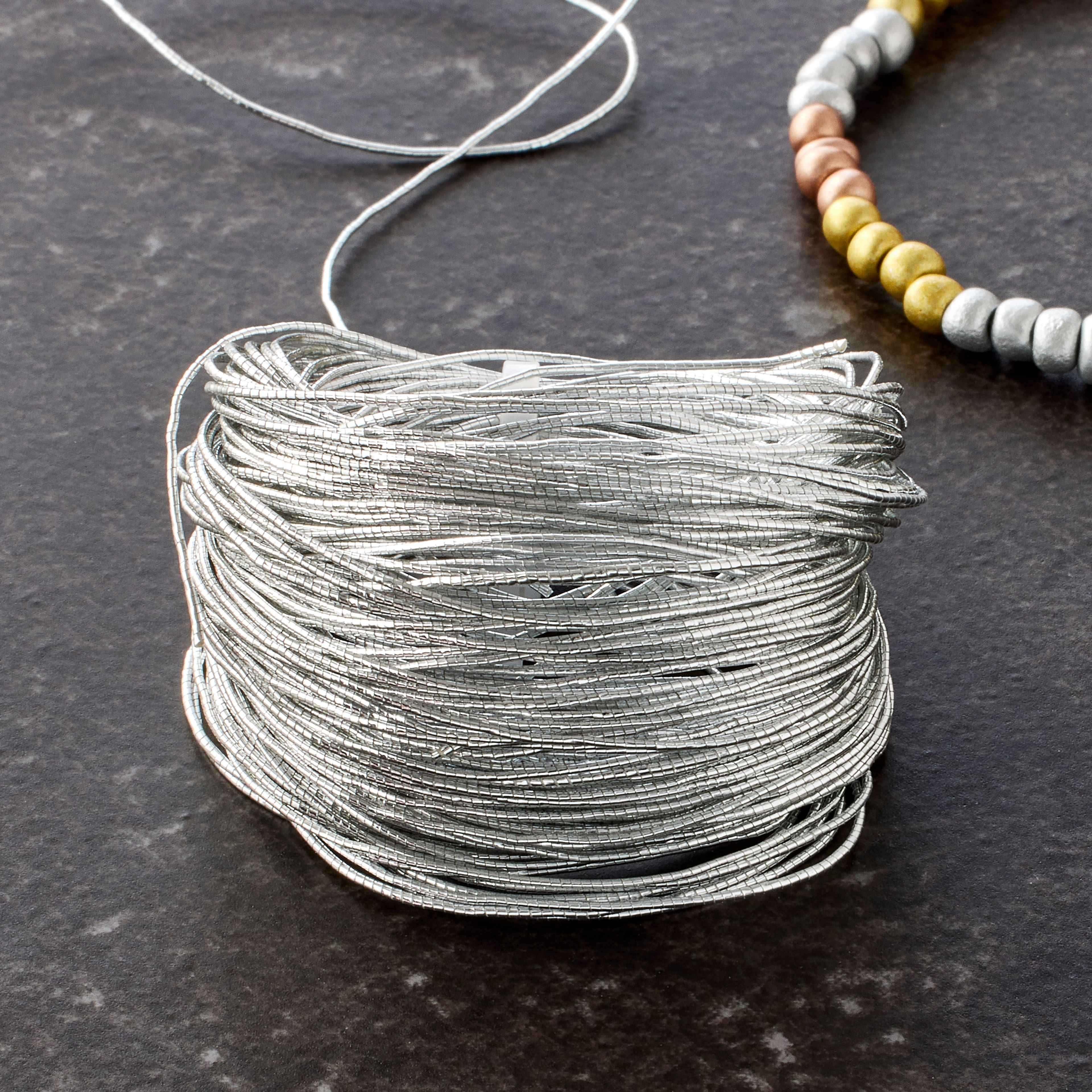 0.5mm Silver Elastic Cord by Bead Landing™