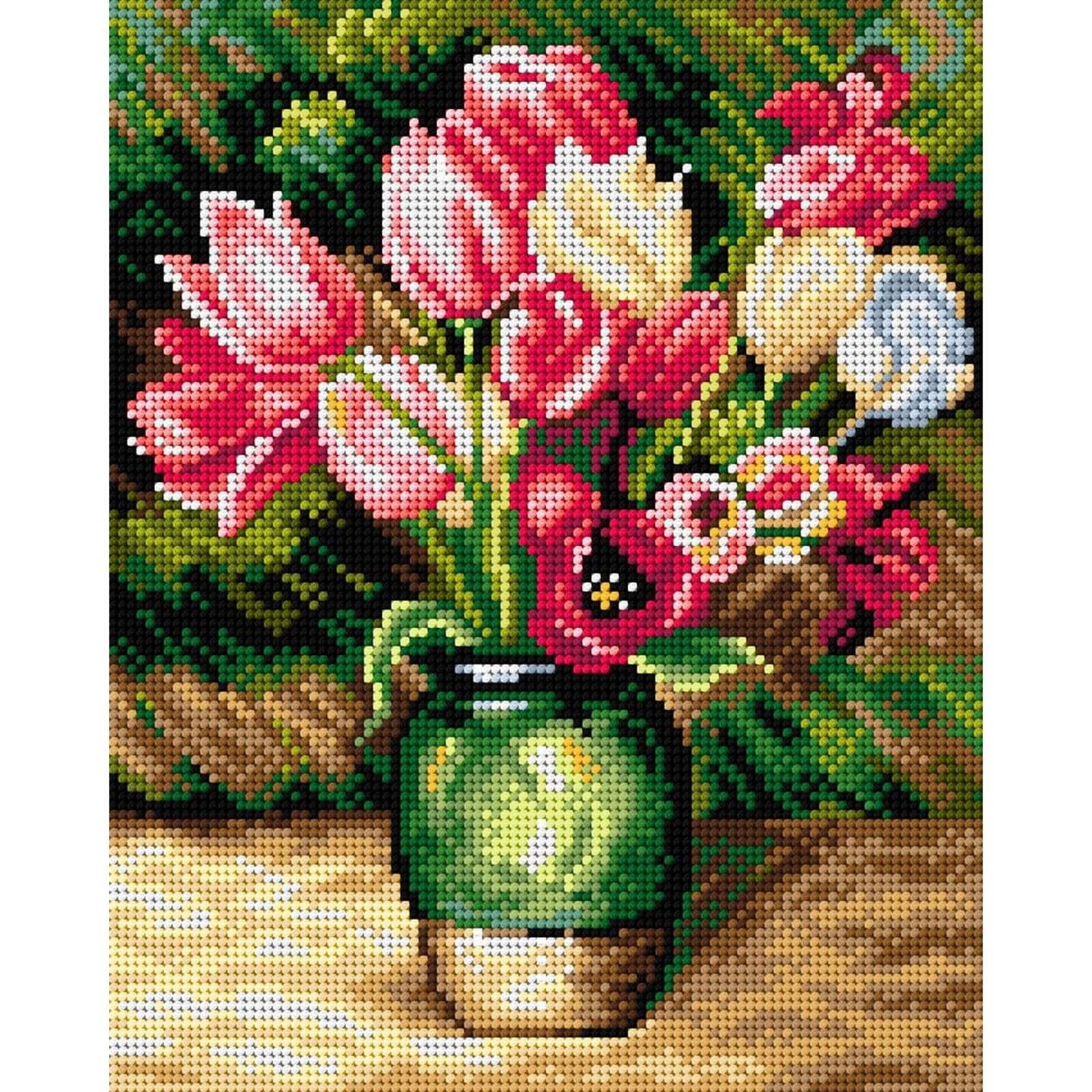 Needlepoint canvas for halfstitch without yarn Bouquet of