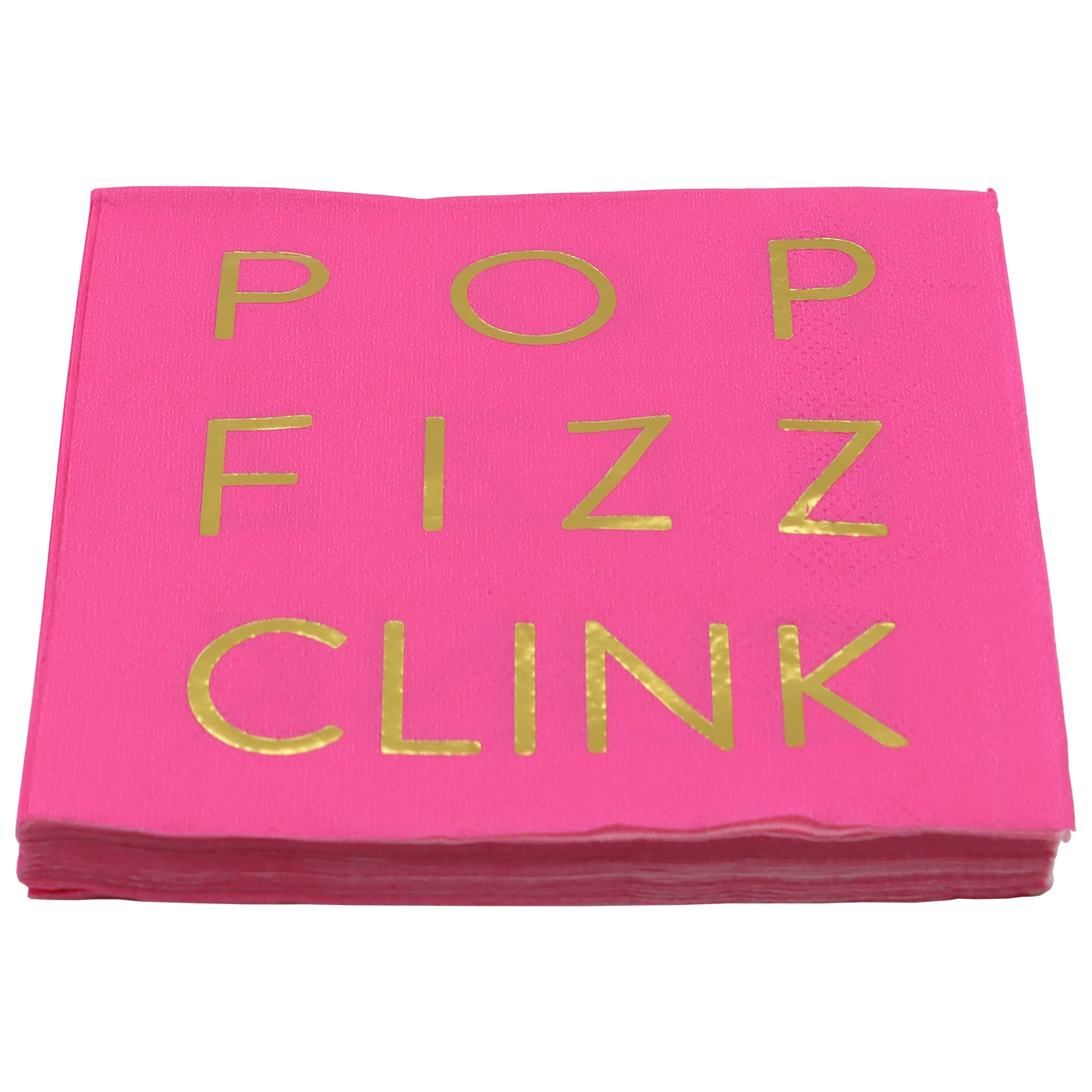 Pink Pop Fizz Clink Beverage Napkins, 20ct. by Celebrate It&#x2122;