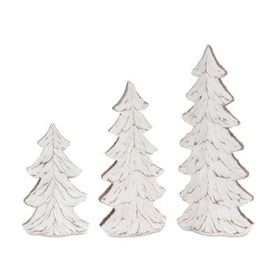 Carved Whitewashed Holiday Tree Décor Set, 8.5