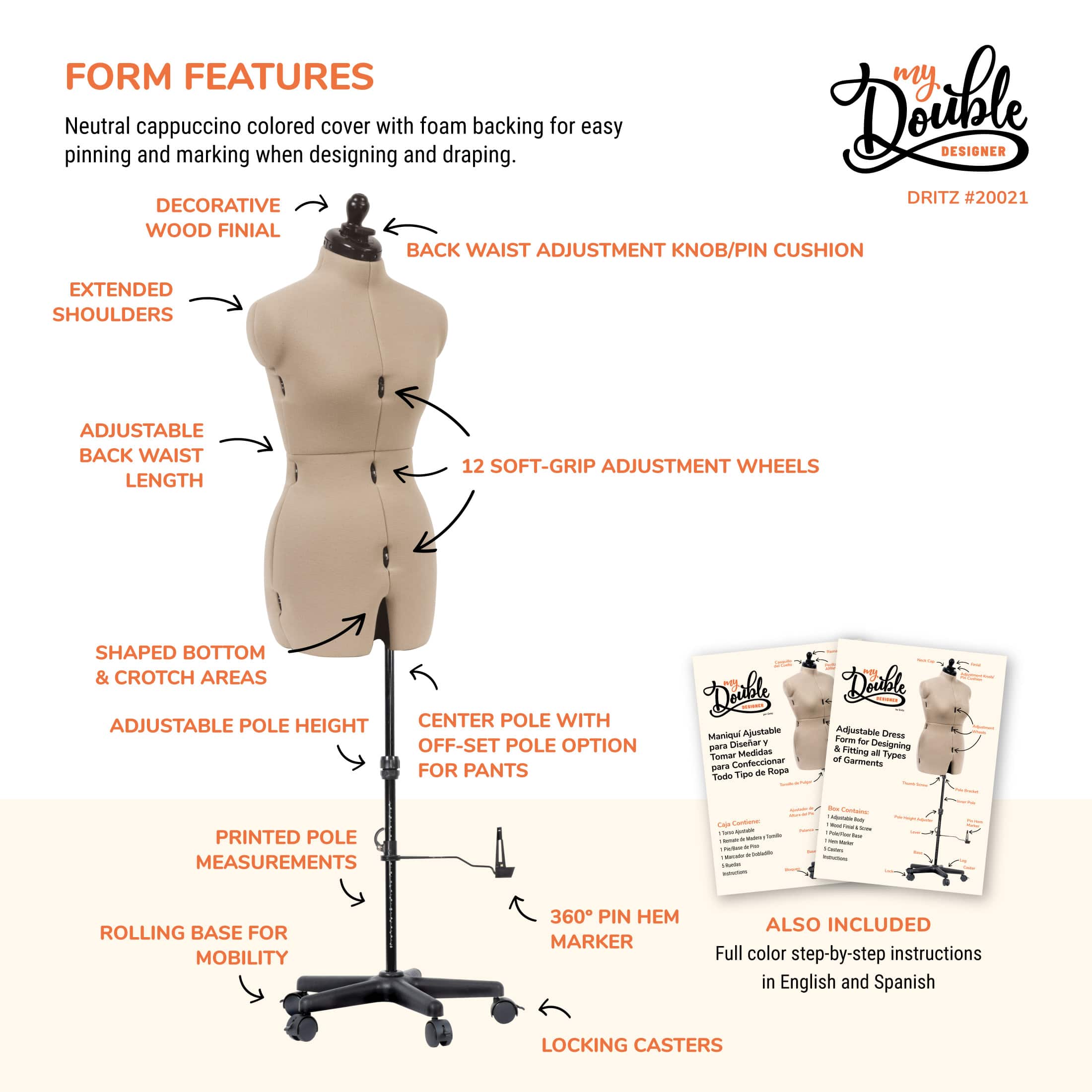 Dritz&#xAE; My Double Designer Small Dress Form with Adjustable Tri-Pod Stand