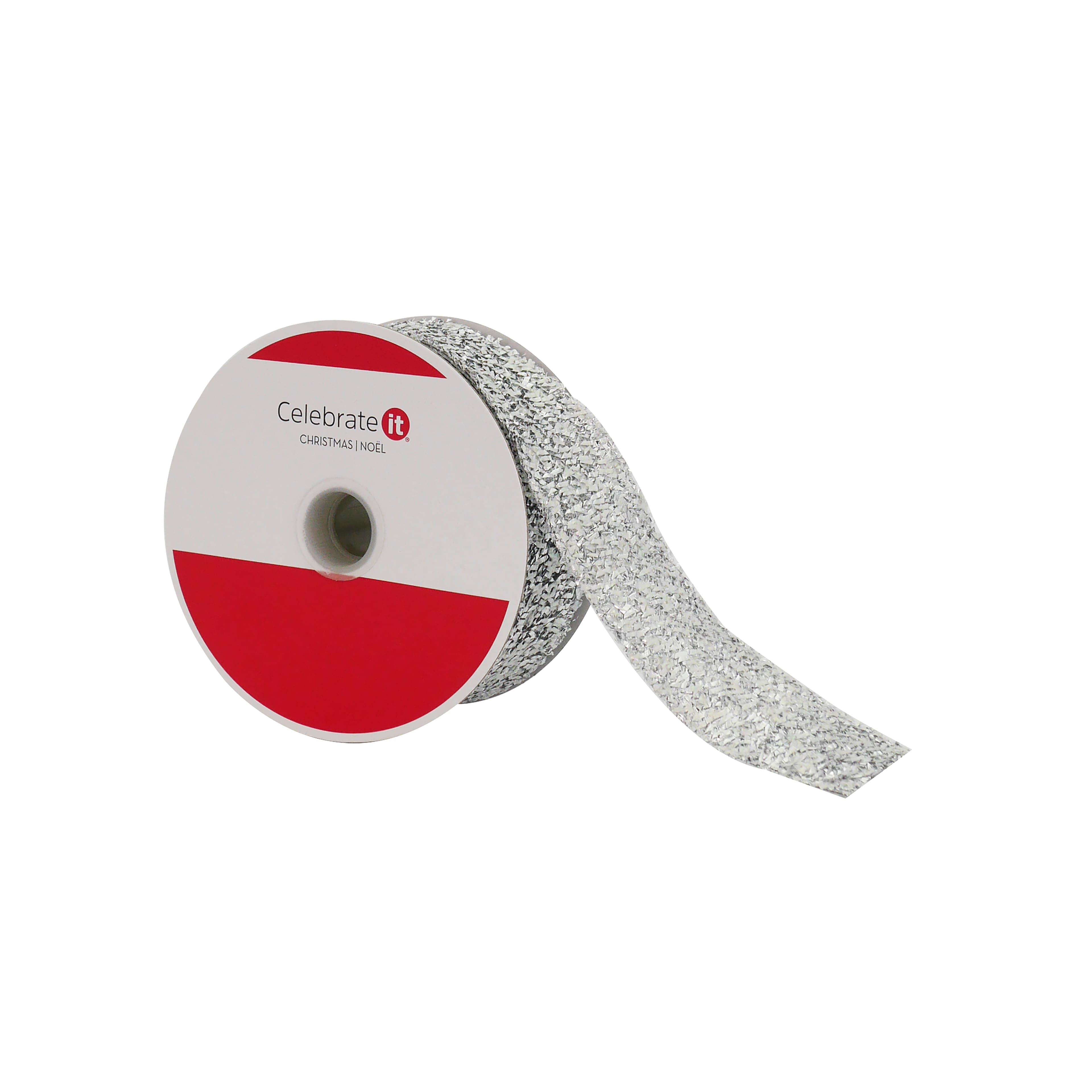 1.5&#x22; x 25ft. Silver Tinsel Metallic Ribbon by Celebrate It&#xAE;