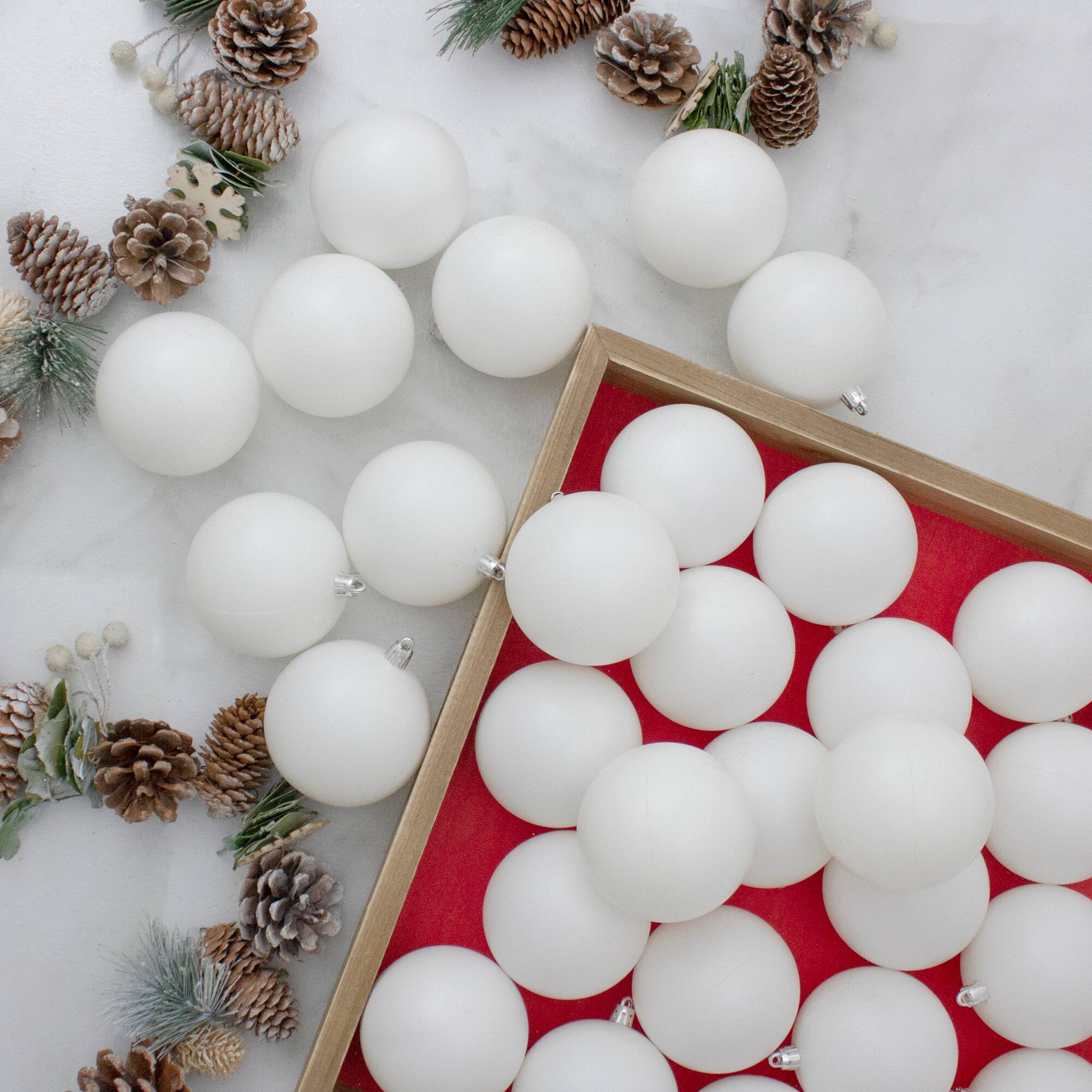 32ct. 3.5" Winter White Shatterproof Matte Christmas Ball Ornaments