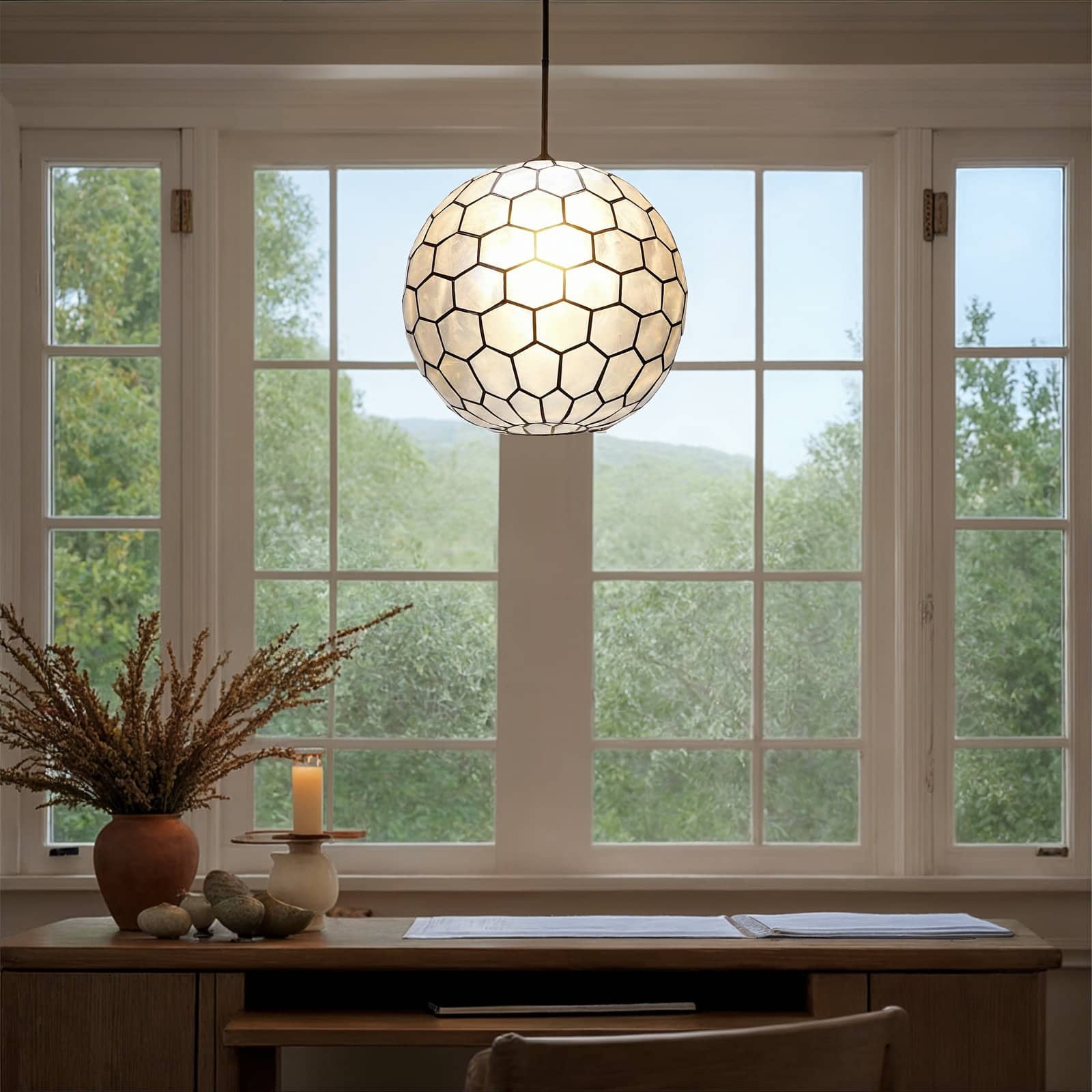 Hello Honey® Capiz Honeycomb Ceiling Light