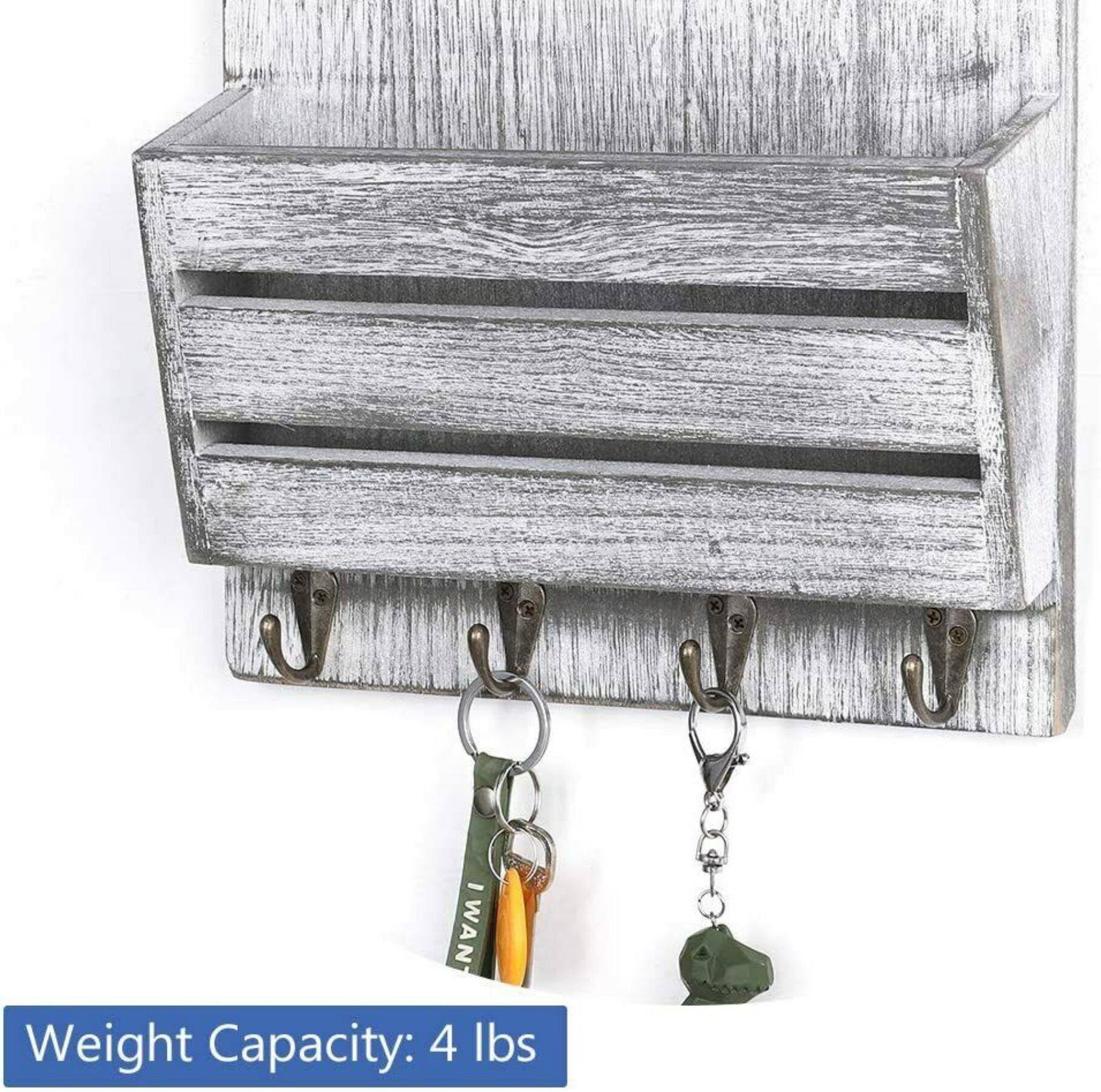 NEX&#x2122; Weathered Green Mail Sorting Rack and Key Chain Storage with 4 Key Hooks