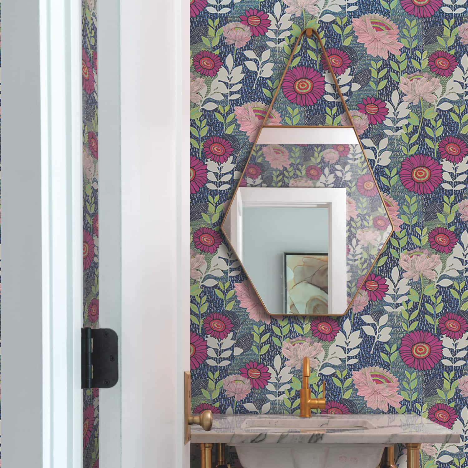 RoomMates Tamara Day Blue Botanical Garden Peel &#x26; Stick Wallpaper