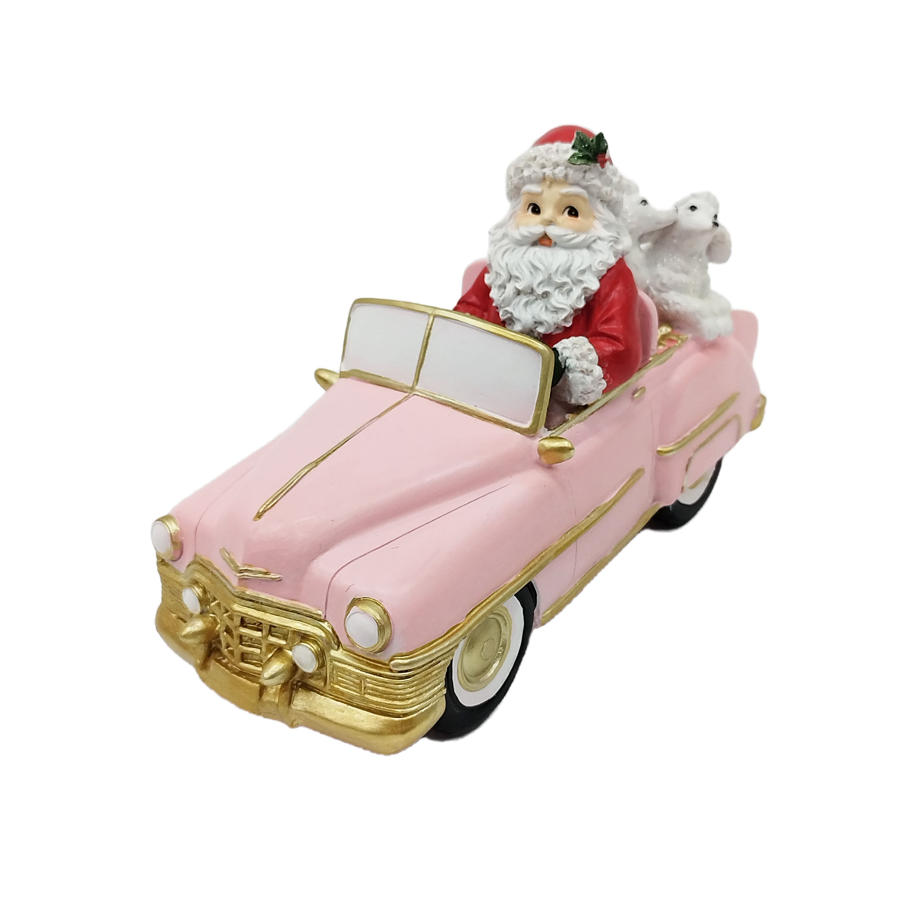 10&#x22; Santa &#x26; Poodles in Pink Car Tabletop D&#xE9;cor by Ashland&#xAE;