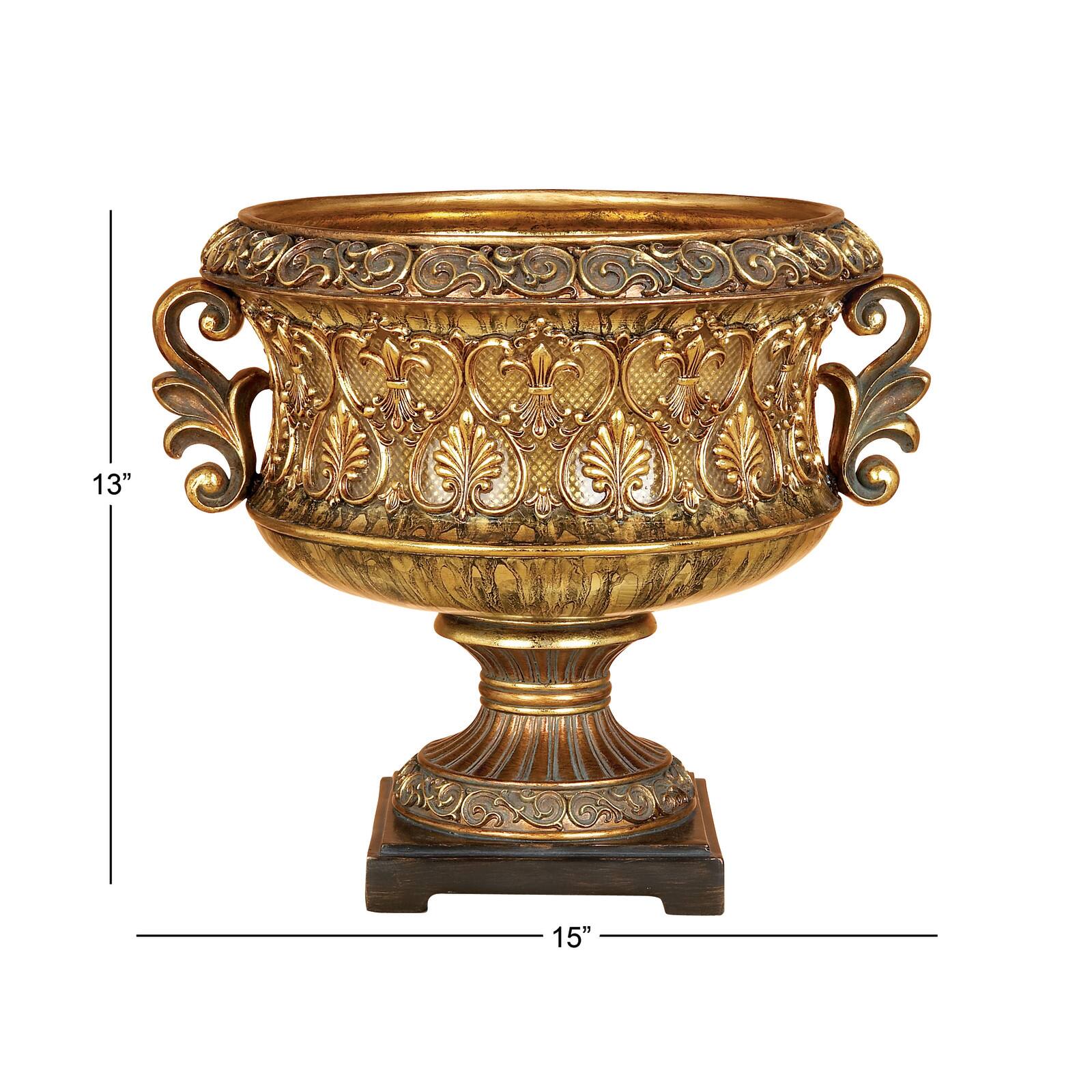 15&#x22; Gold Traditional Decorative Bowl