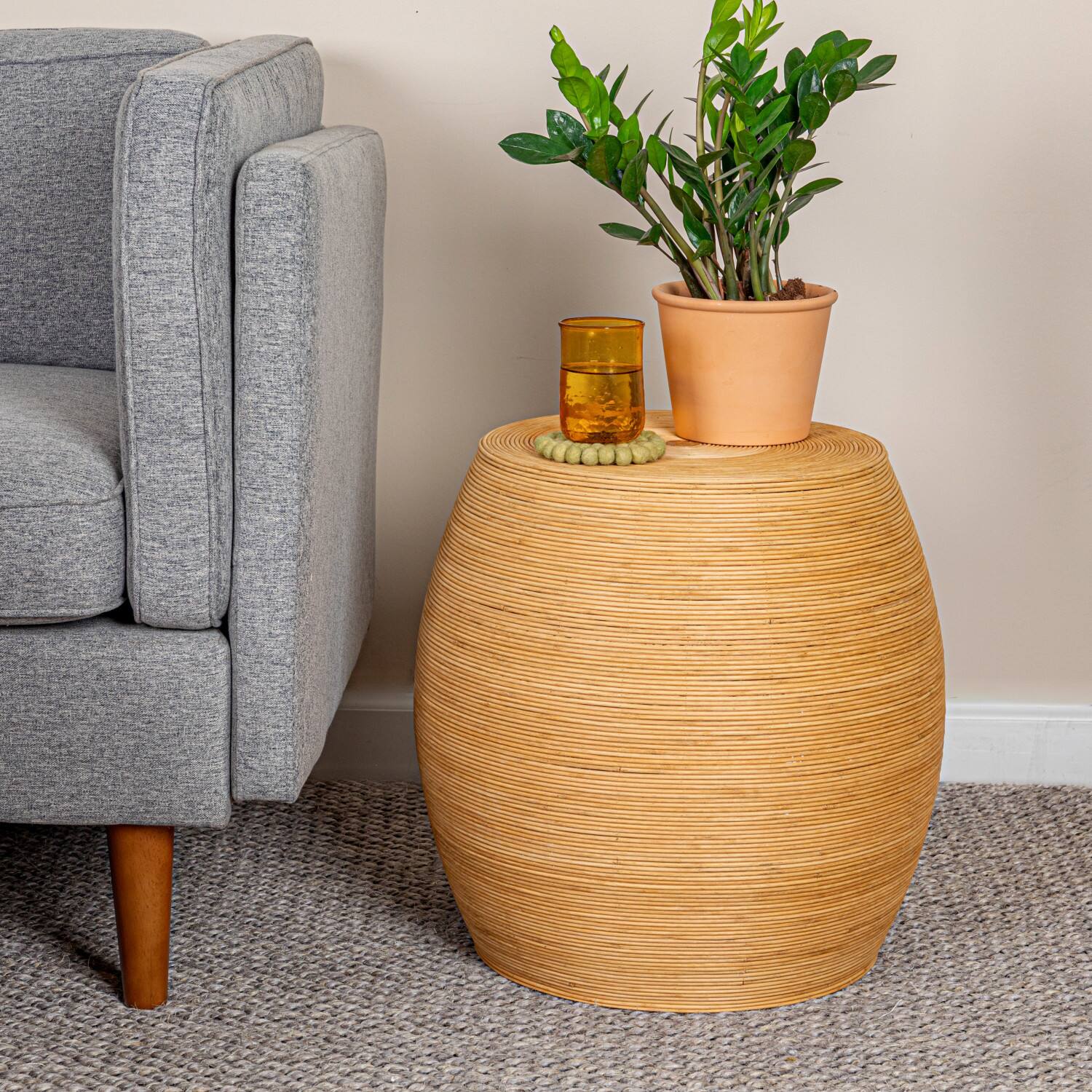 Small Rattan Round Accent Table